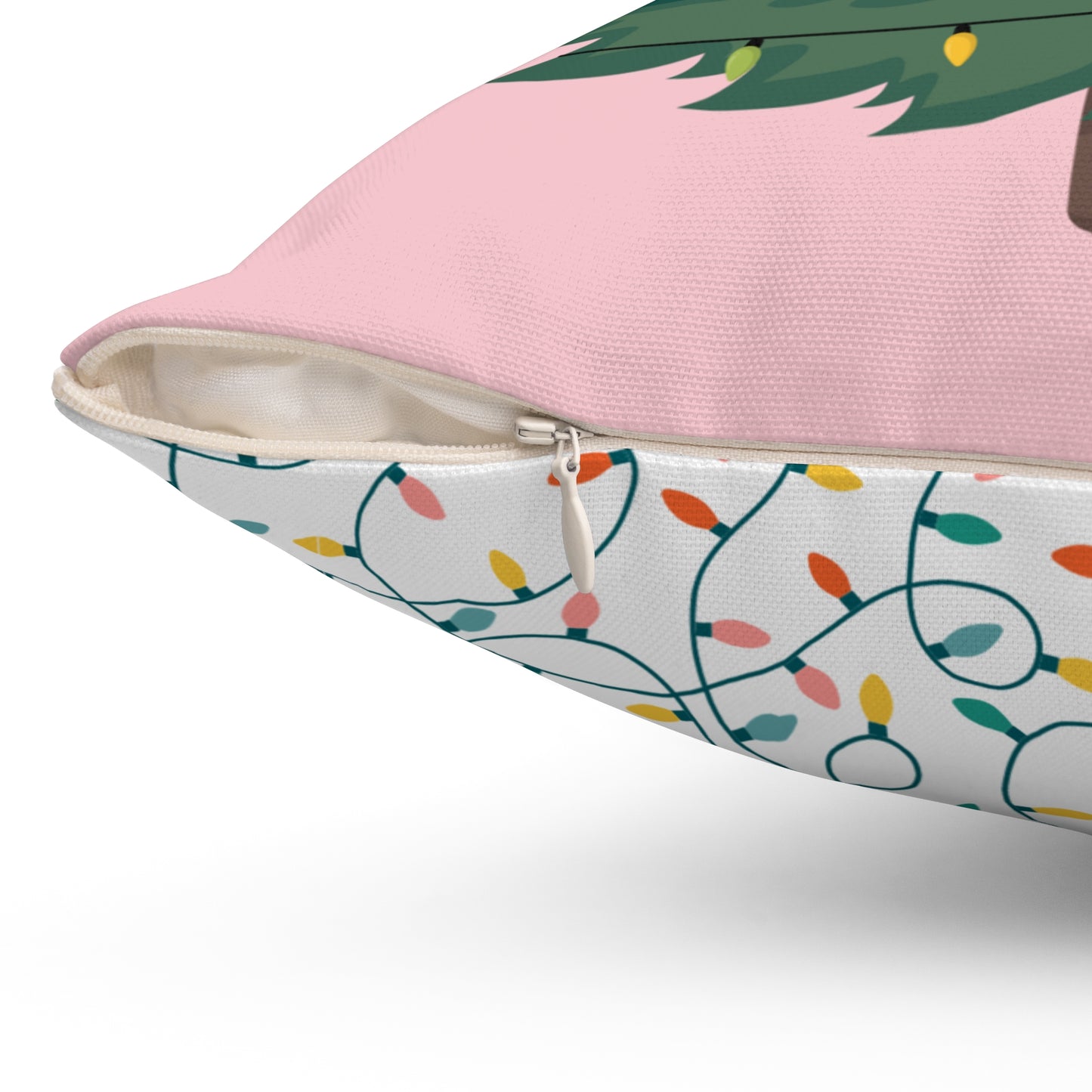 Christmas Tree in Pink-Spun Polyester Square Pillow