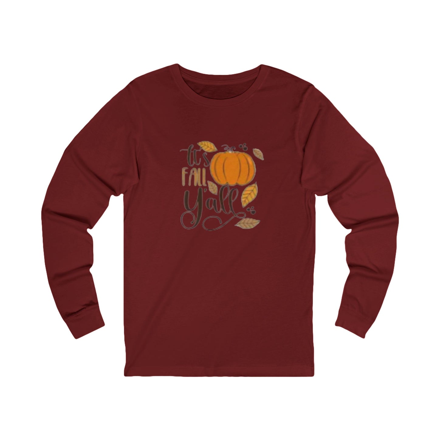 It’s Fall Y’all Pumpkin Long-Sleeve Tee, Shirt for Autumn, Cute Seasonal Gift, Perfect for Thanksgiving and Friendsgiving, Cozy Style