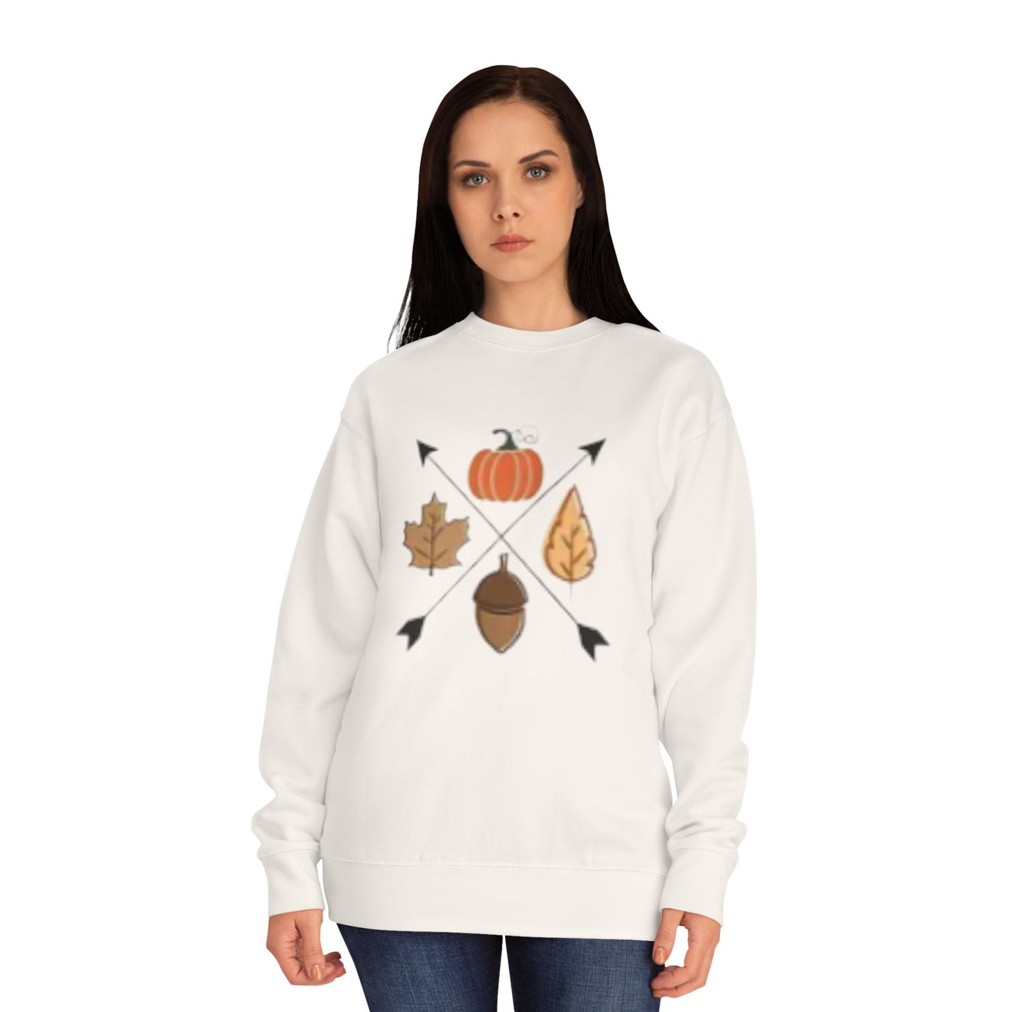 Fall Arrows Sweatshirt – Cozy Autumn Pumpkin & Leaves Pullover, Cozy Fall Sweater, Thanksgiving Gift, Harvest Style, Seasonal Apparel, Pumpkin, Leaf Design