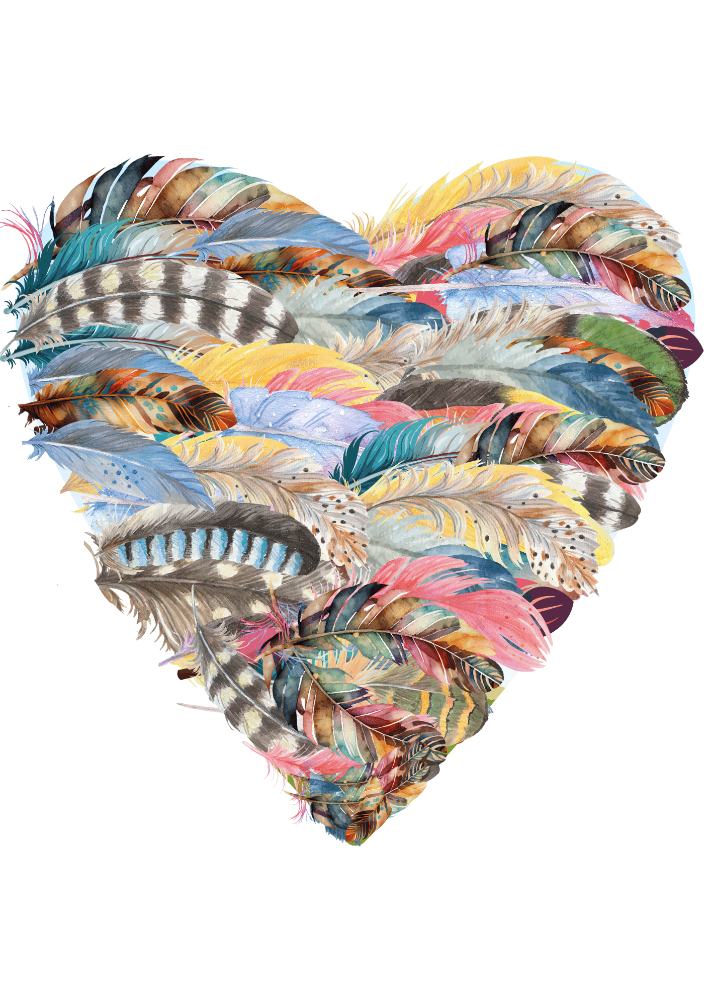"Heartfelt Feathers"-unique heart-shaped wall art made of feathers, perfect for a grieving friend or someone that just needs a little encouragement; frame not included.