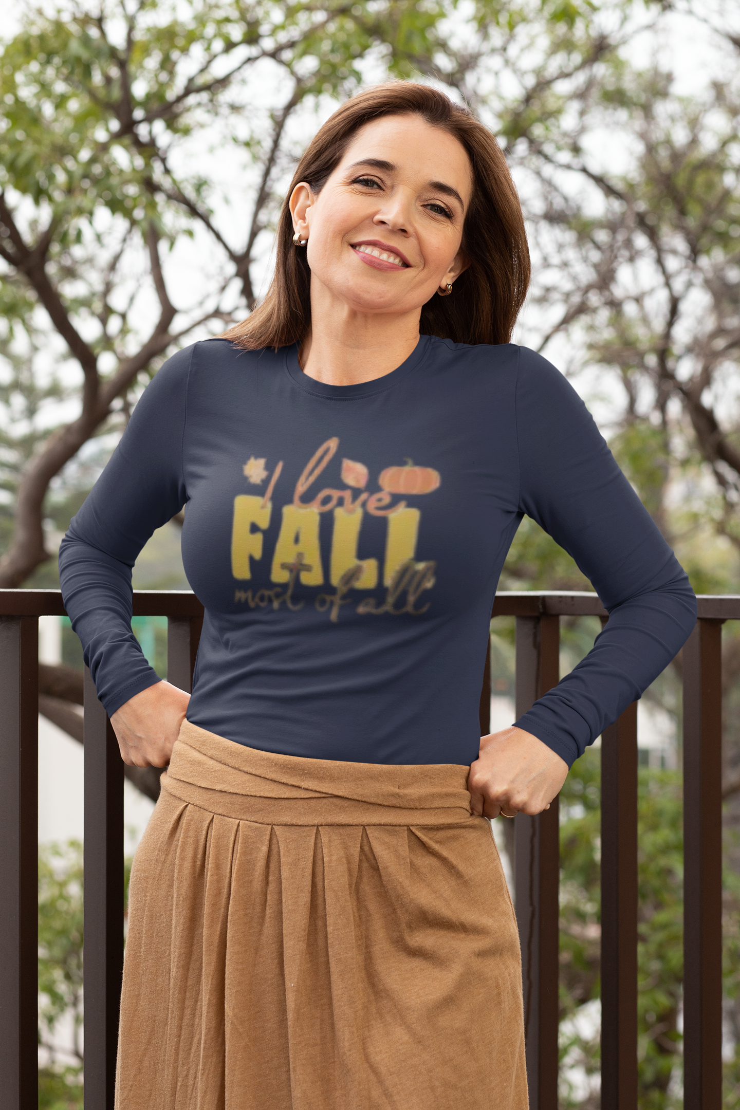 "I Love Fall Most of All" Long-Sleeve Tee, Perfect for Autumn Celebrations, Casual Wear, Gift Ideas
