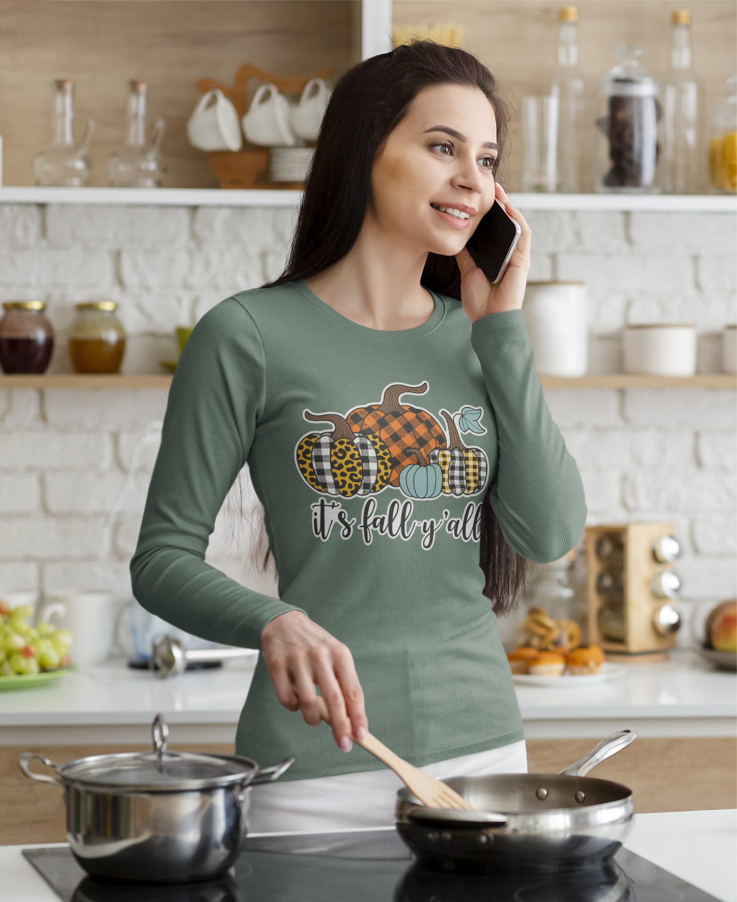 It’s Fall Y’all Pumpkin Patch Long-Sleeve Tee, Cozy Autumn Apparel, Perfect for Thanksgiving Gatherings, Seasonal Wardrobe Essential, Pumpkin Design Tee