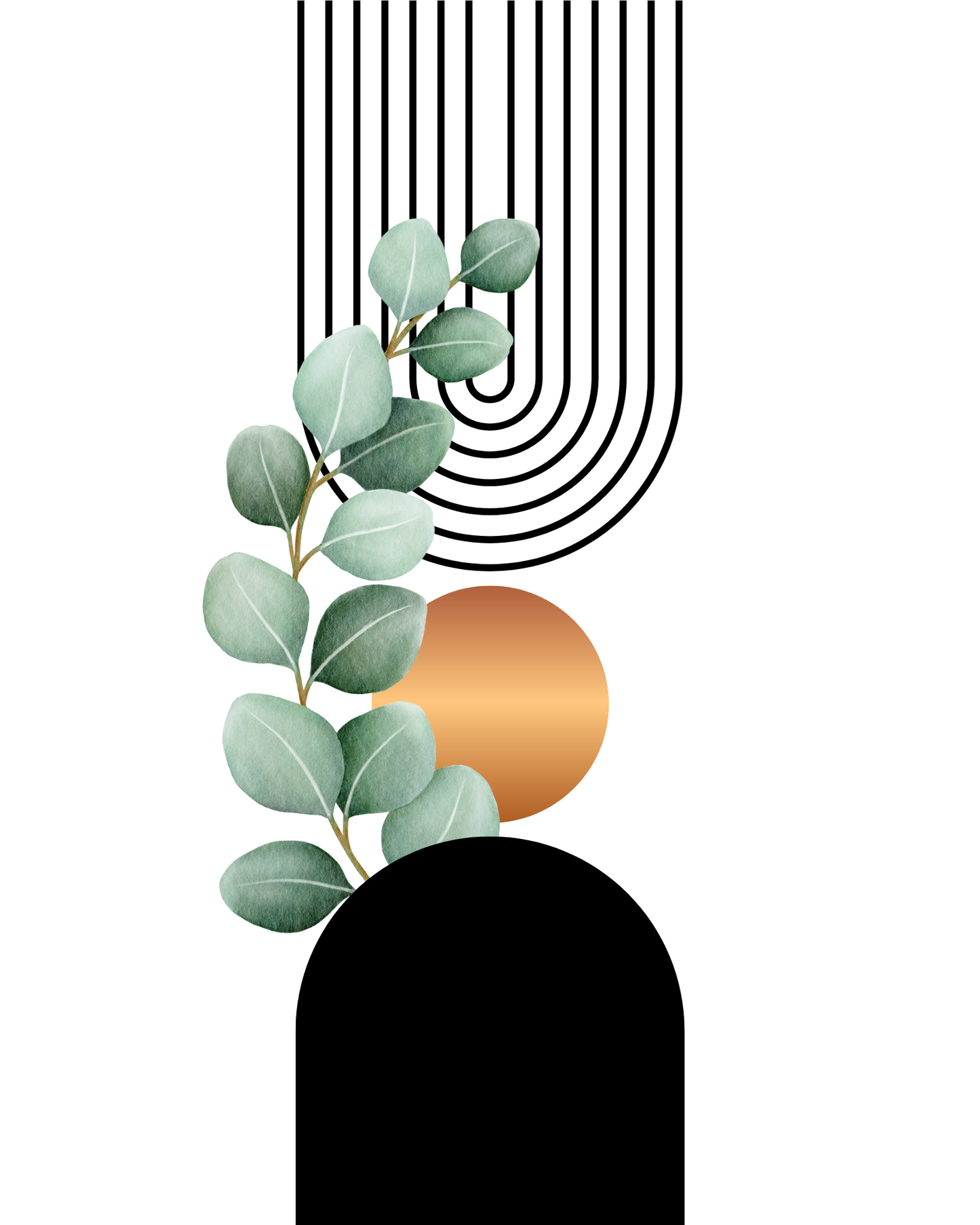 Black and gold minimalist art work for home or office