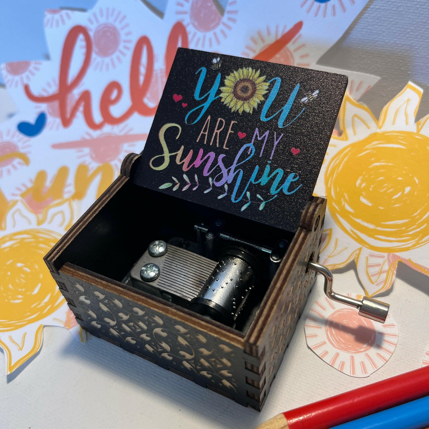 Sunshine filled hand-turned wooden music box