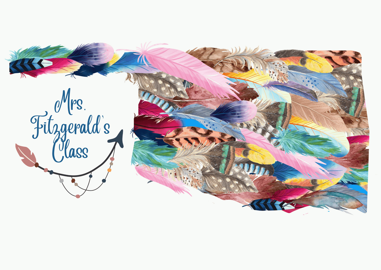 Oklahoma feathered wall art; personalized options available; no frame