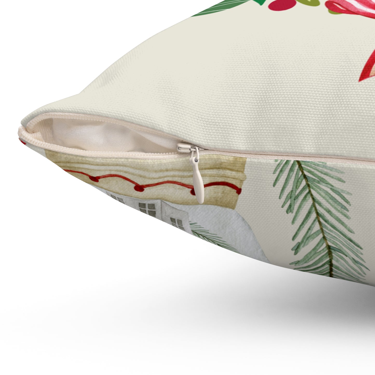 Merry & Bright Traditional Christmas-Spun Polyester Square Pillow