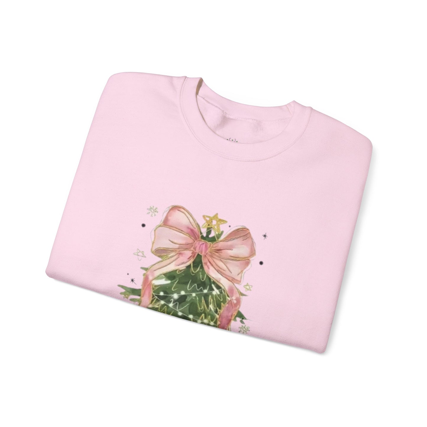 Faith-Inspired Christmas Tree Sweatshirt with Pink Bow | Christian Holiday Apparel