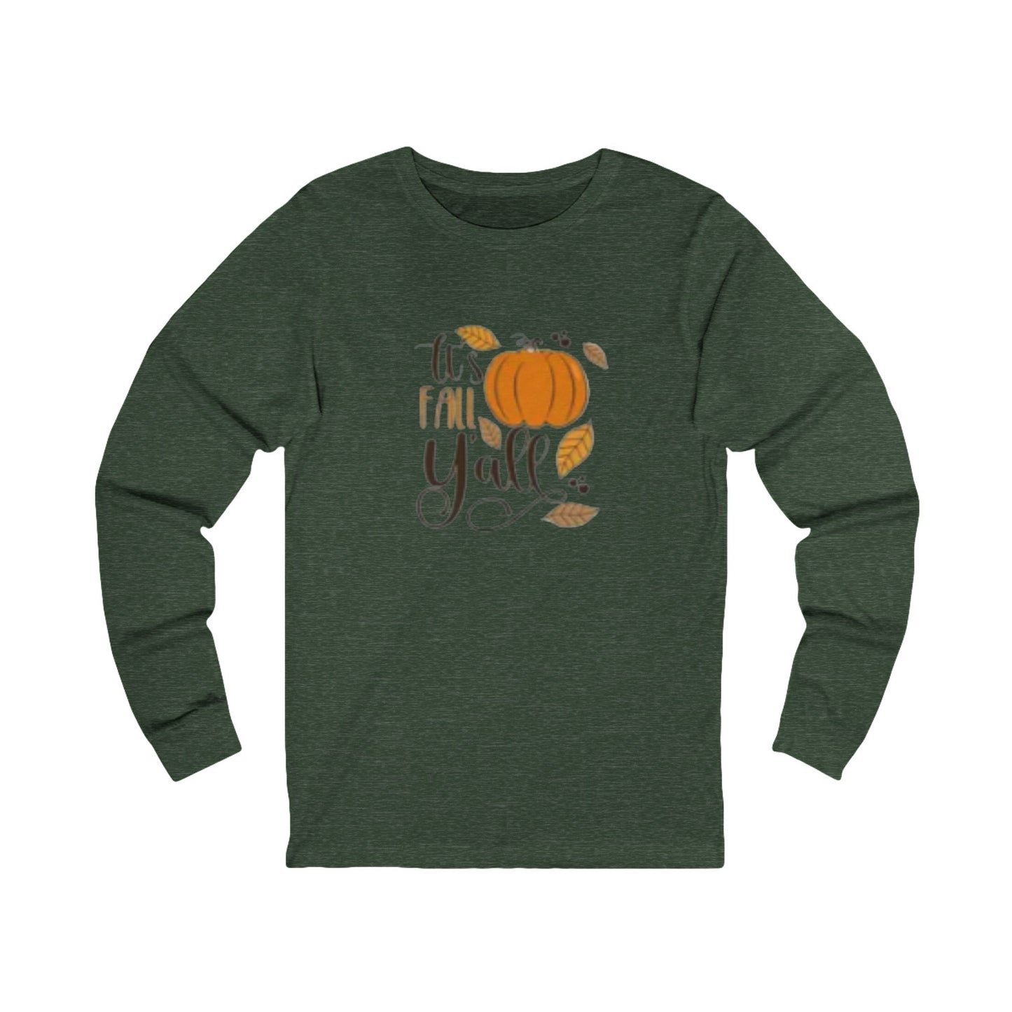 It’s Fall Y’all Pumpkin Long-Sleeve Tee, Shirt for Autumn, Cute Seasonal Gift, Perfect for Thanksgiving and Friendsgiving, Cozy Style
