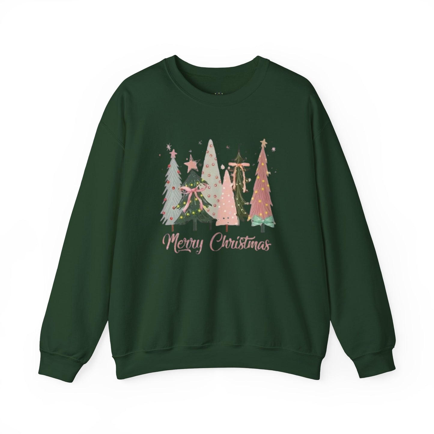 Christian Merry Christmas Sweatshirt | Faith-Based Holiday Apparel with Christmas Trees