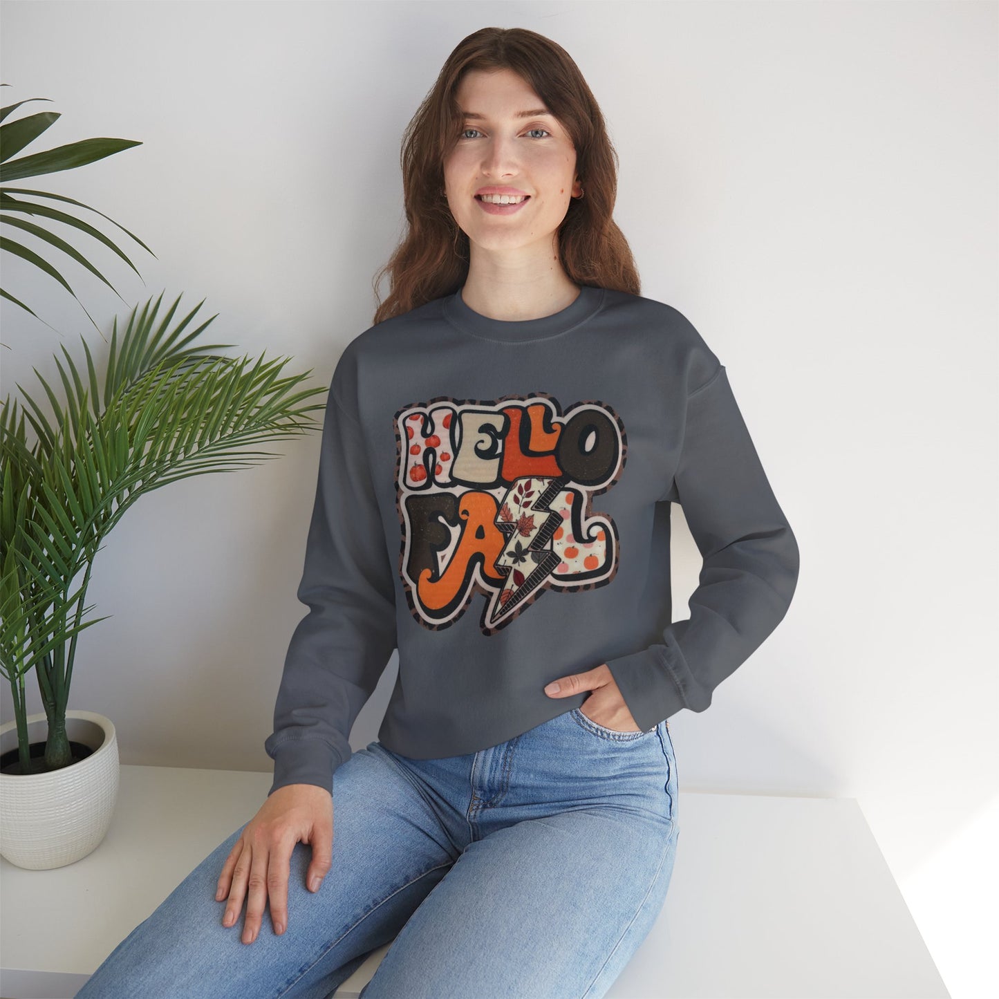 Hello Fall Sweatshirt – Retro Autumn Graphic Pullover, Cozy Hello Fall Sweatshirt, Fall Fashion, Unisex Crewneck, Autumn Apparel, Gifts for Her, Casual Style