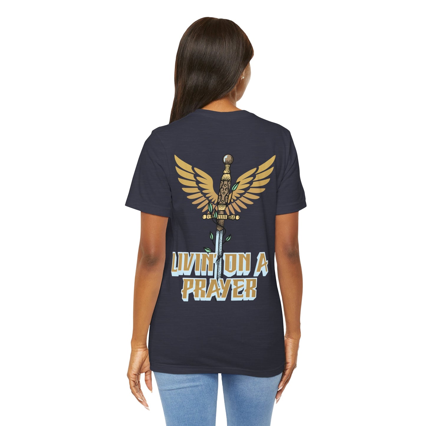 Livin’ On a Prayer Retro Christian T-Shirt | 1 Thessalonians 5:17 “Pray Without Ceasing” Tee
