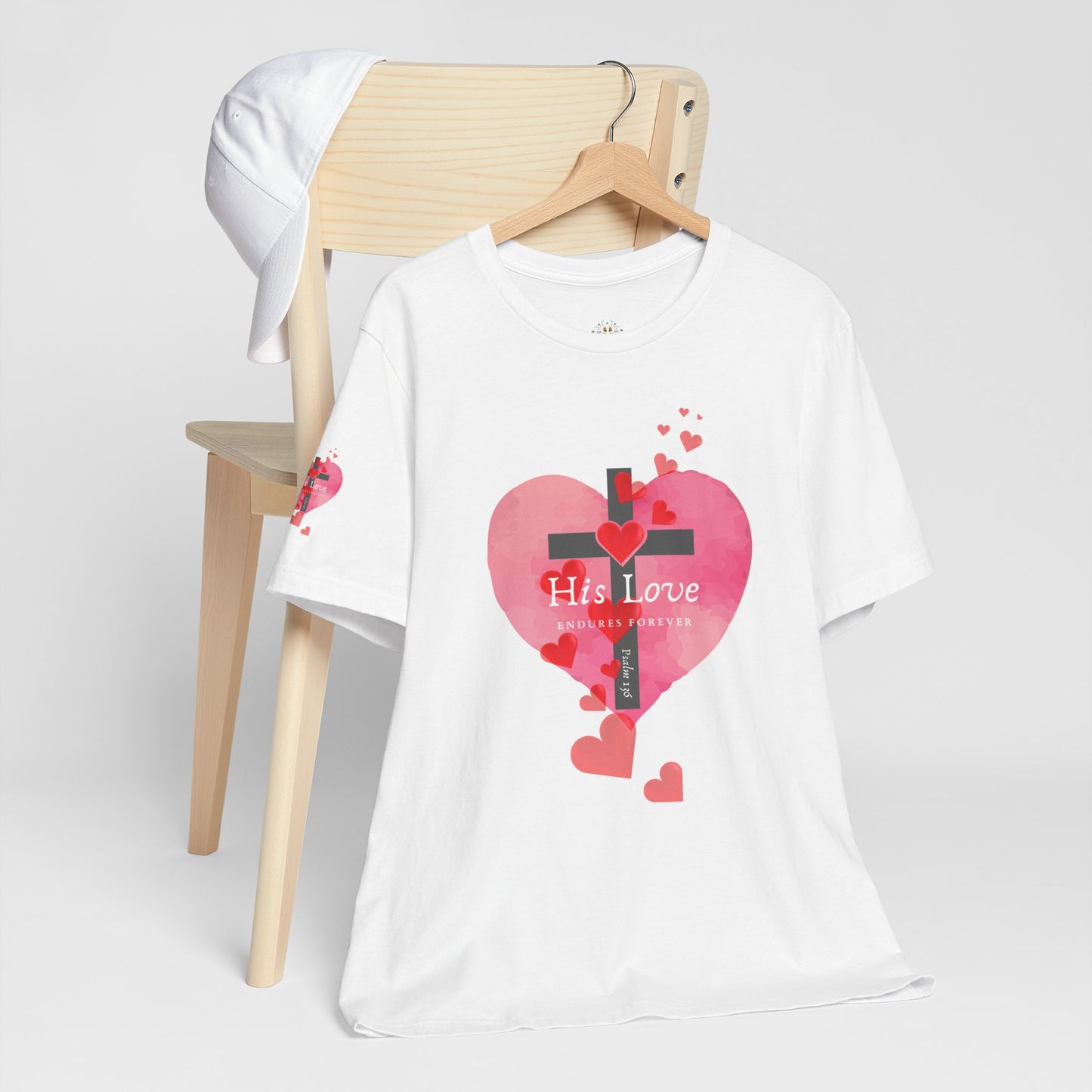 Heart Cross Women's Tee - Psalm 136 His Love Endures Forever