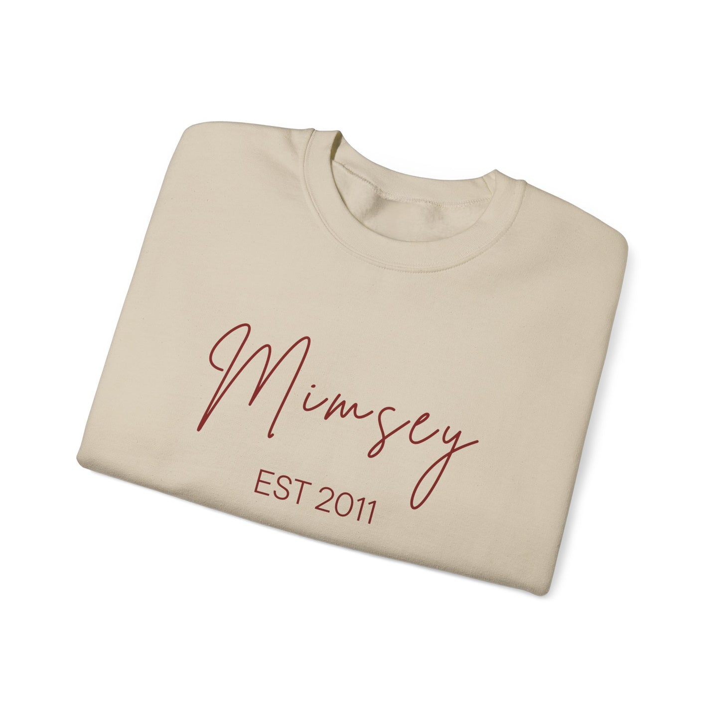Personalized Sweatshirt - 'Mimsey" EST 2011' Script Graphic, Minimal Cozy Pullover