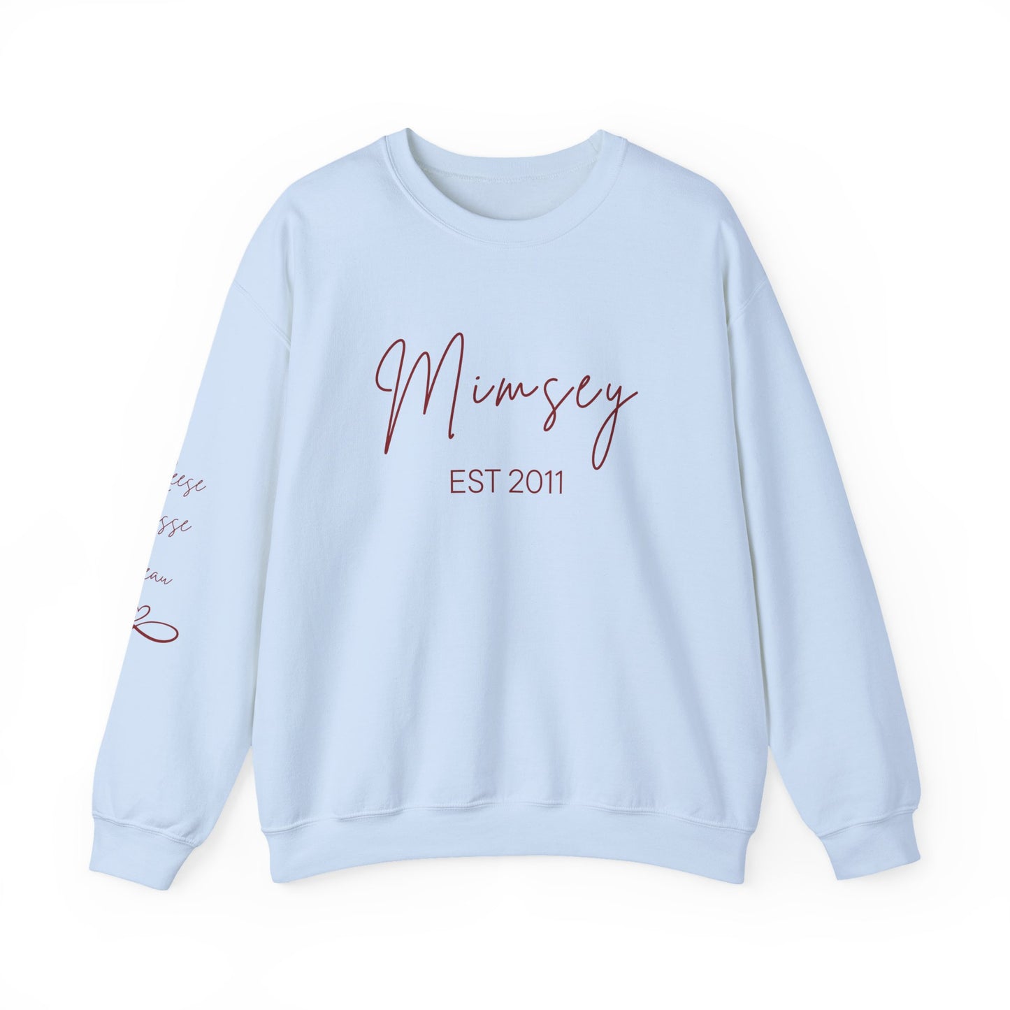 Personalized Sweatshirt - 'Mimsey" EST 2011' Script Graphic, Minimal Cozy Pullover