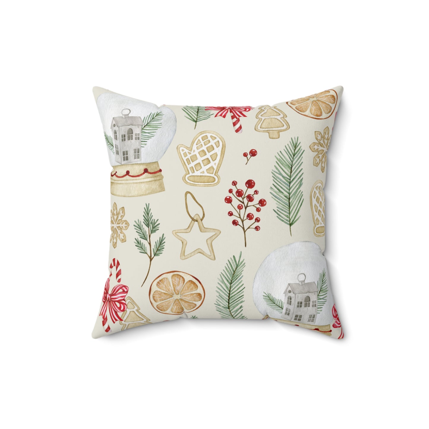 Merry & Bright Traditional Christmas-Spun Polyester Square Pillow
