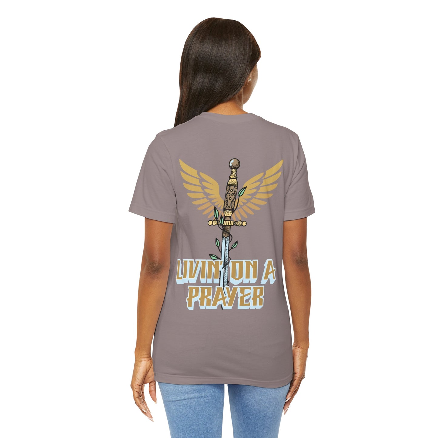 Livin’ On a Prayer Retro Christian T-Shirt | 1 Thessalonians 5:17 “Pray Without Ceasing” Tee