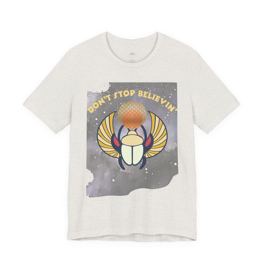 Don’t Stop Believin’ Retro Christian T-Shirt | Hebrews 11:1 Faith Tee