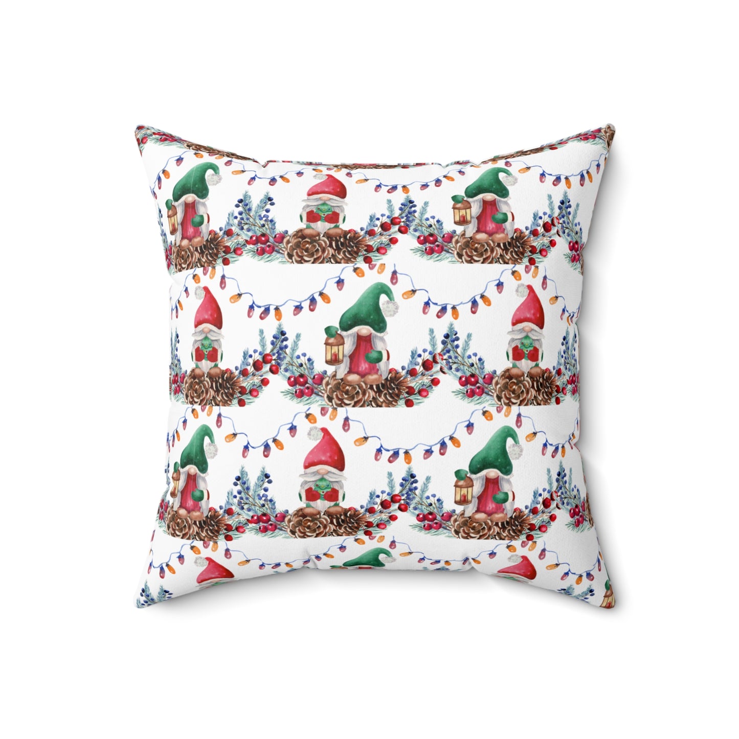 Holiday Gnome-Spun Polyester Square Pillow