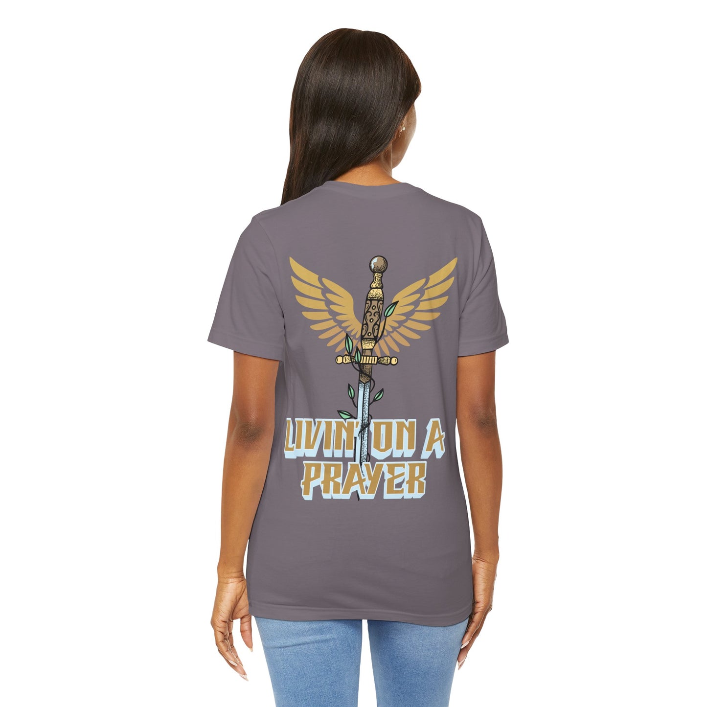Livin’ On a Prayer Retro Christian T-Shirt | 1 Thessalonians 5:17 “Pray Without Ceasing” Tee