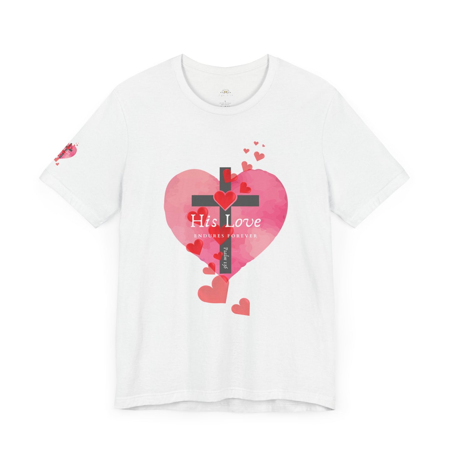 Heart Cross Women's Tee - Psalm 136 His Love Endures Forever