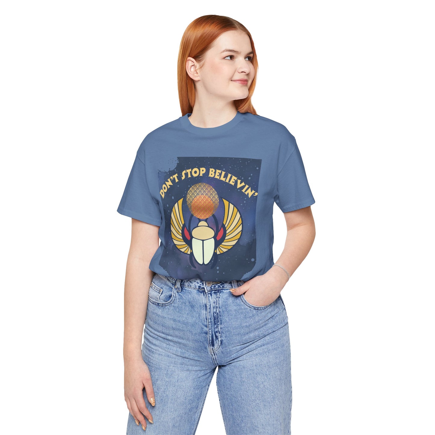 Don’t Stop Believin’ Retro Christian T-Shirt | Hebrews 11:1 Faith Tee