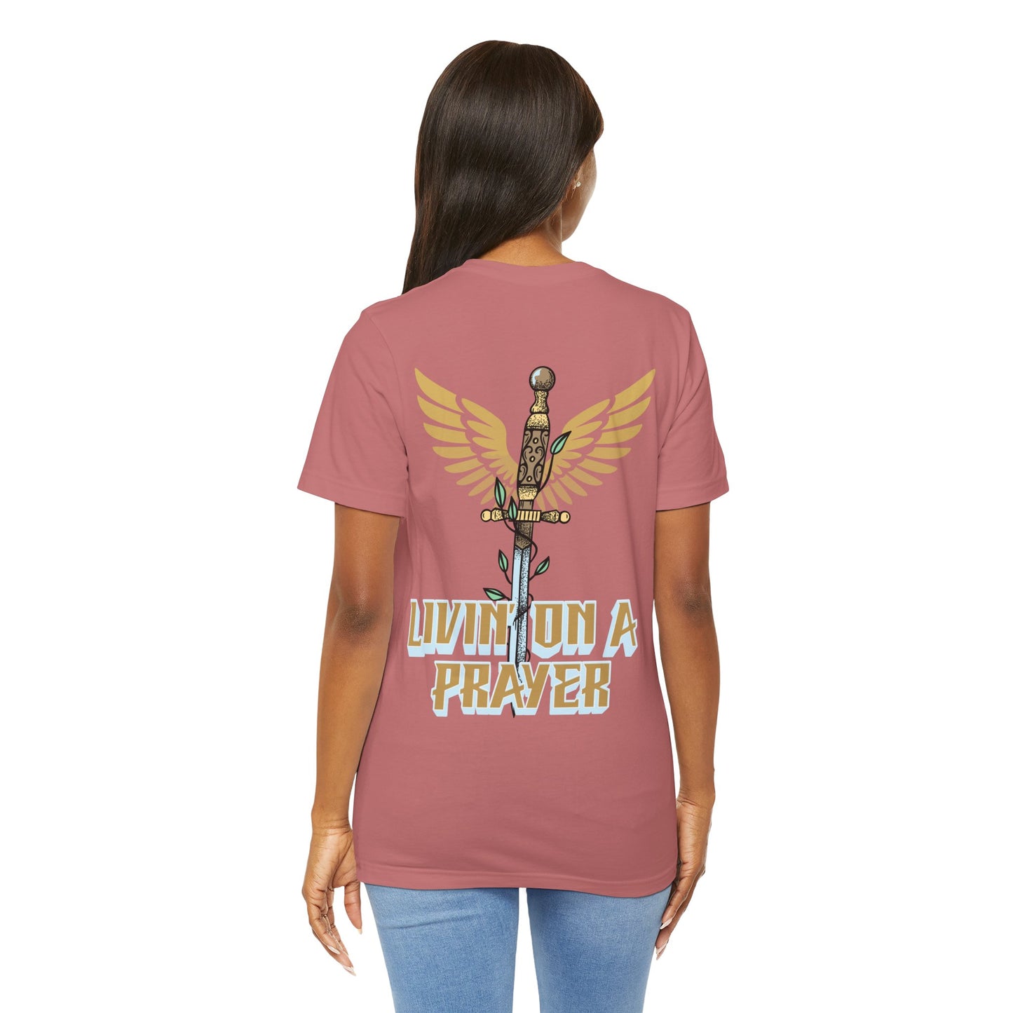 Livin’ On a Prayer Retro Christian T-Shirt | 1 Thessalonians 5:17 “Pray Without Ceasing” Tee