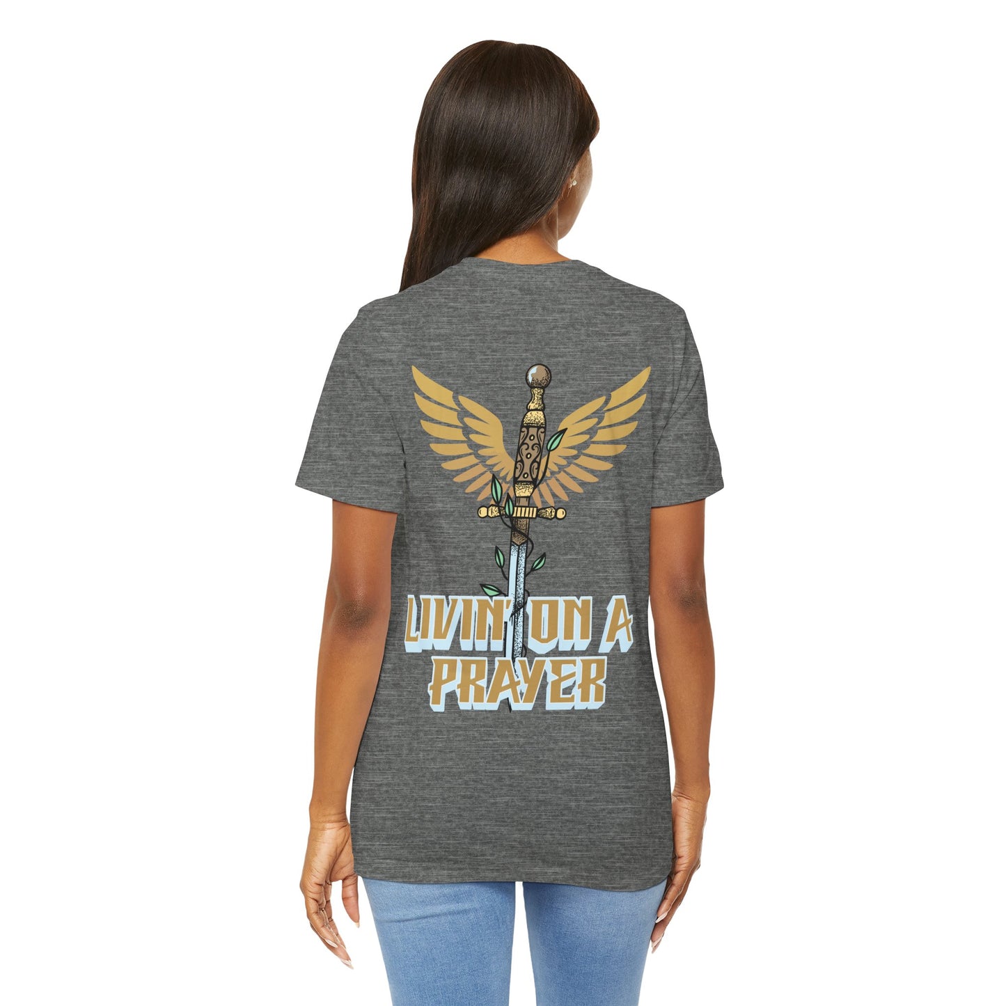 Livin’ On a Prayer Retro Christian T-Shirt | 1 Thessalonians 5:17 “Pray Without Ceasing” Tee