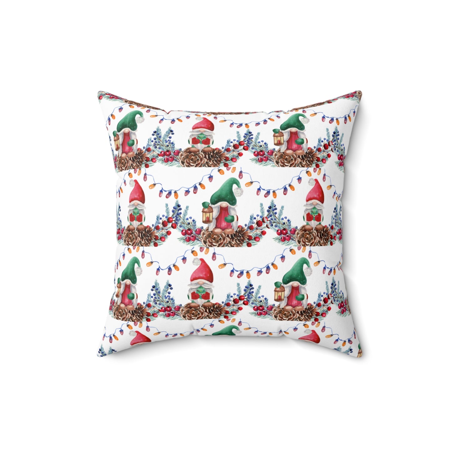 Holiday Gnome-Spun Polyester Square Pillow