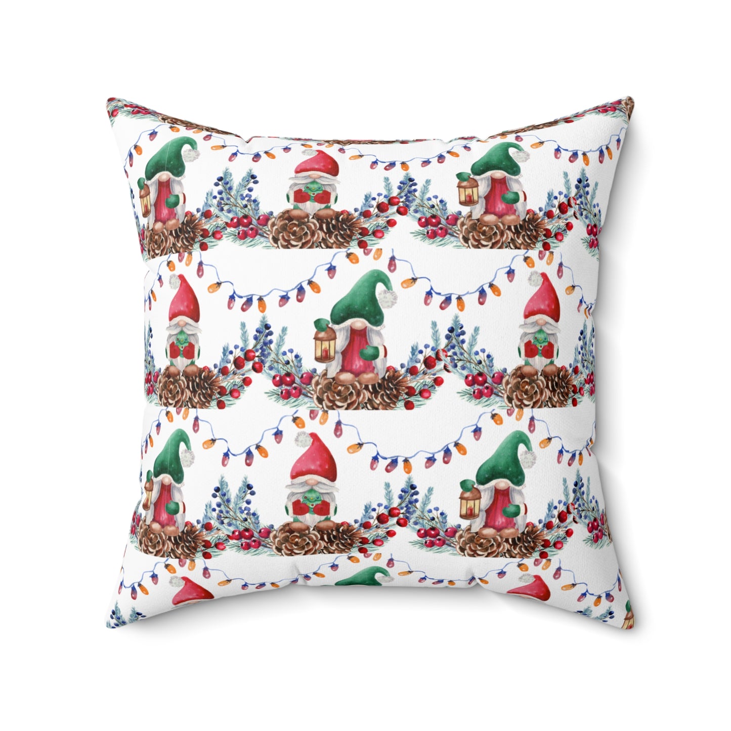 Holiday Gnome-Spun Polyester Square Pillow