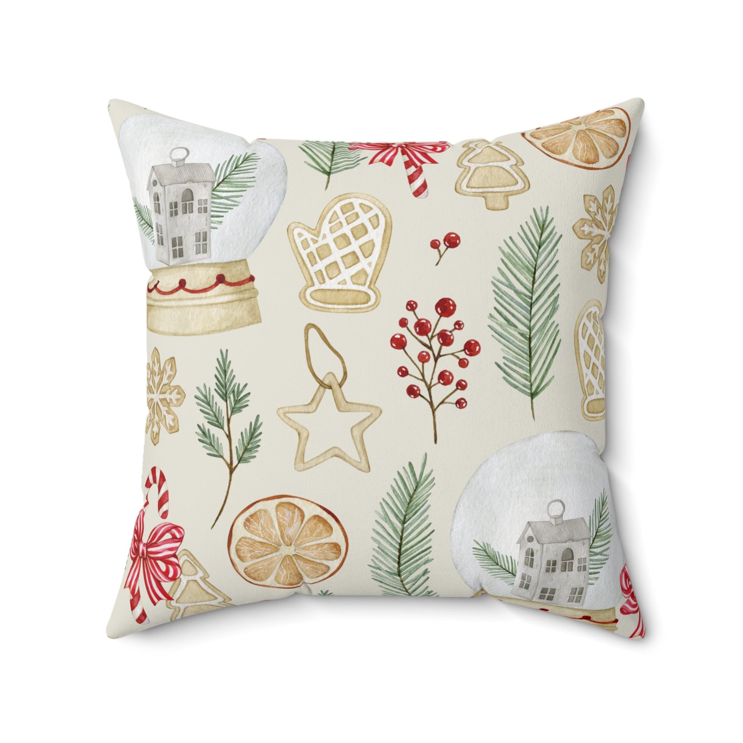 Merry & Bright Traditional Christmas-Spun Polyester Square Pillow