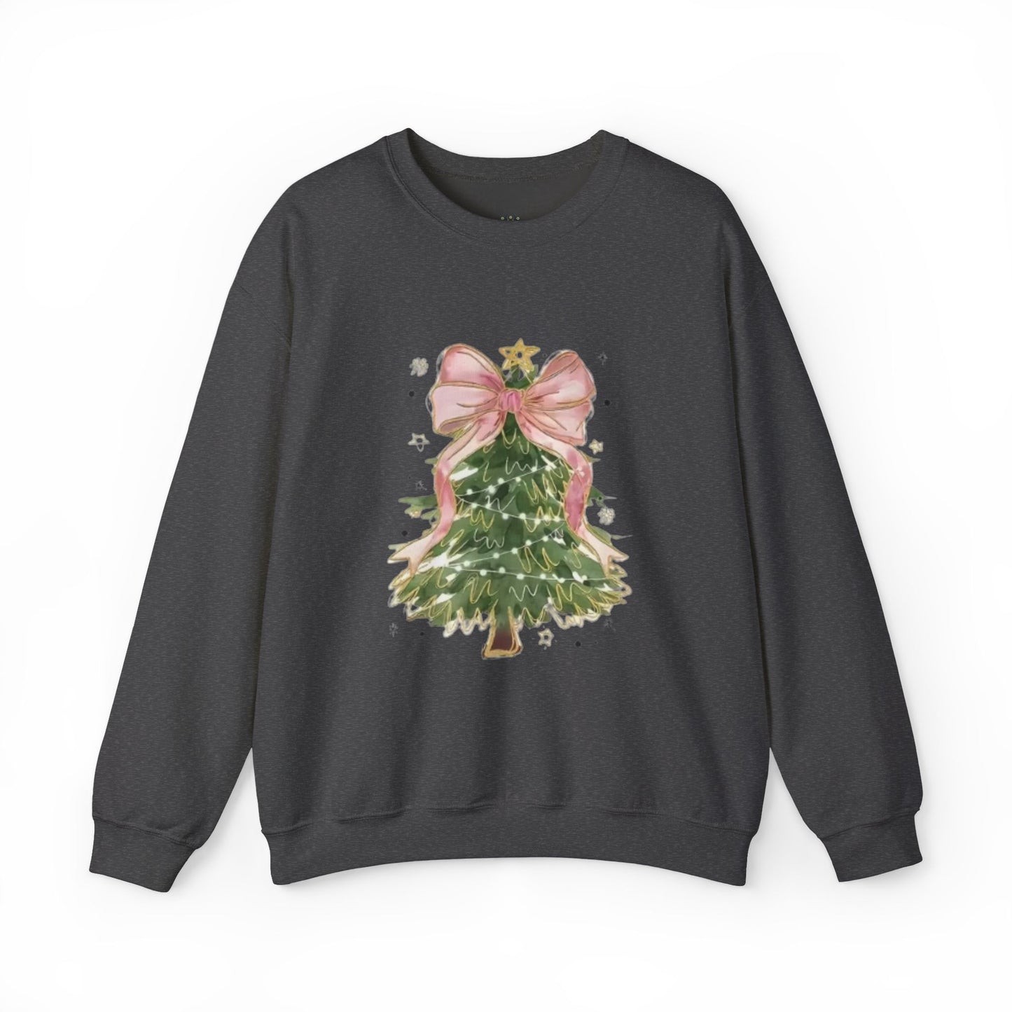 Faith-Inspired Christmas Tree Sweatshirt with Pink Bow | Christian Holiday Apparel