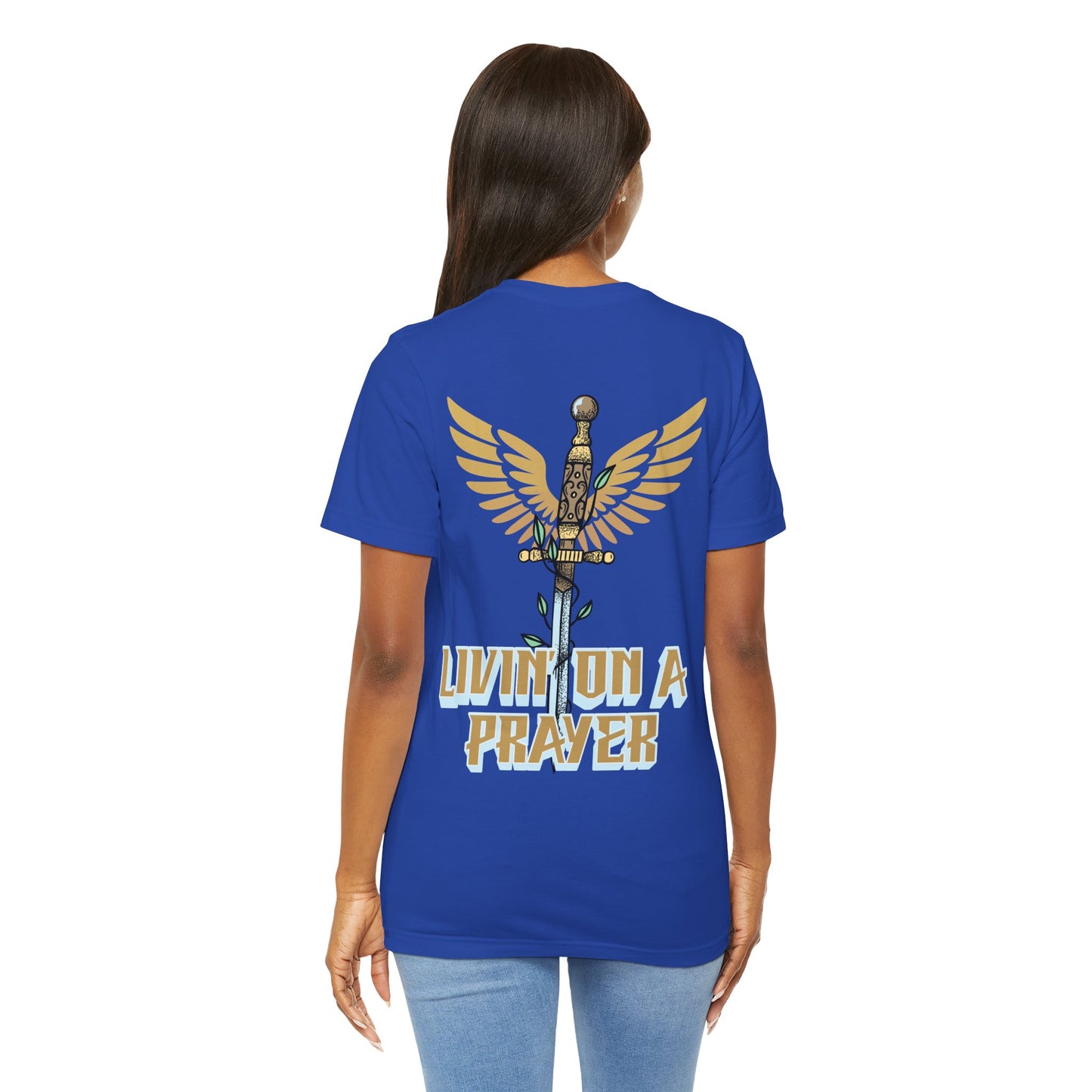 Livin’ On a Prayer Retro Christian T-Shirt | 1 Thessalonians 5:17 “Pray Without Ceasing” Tee