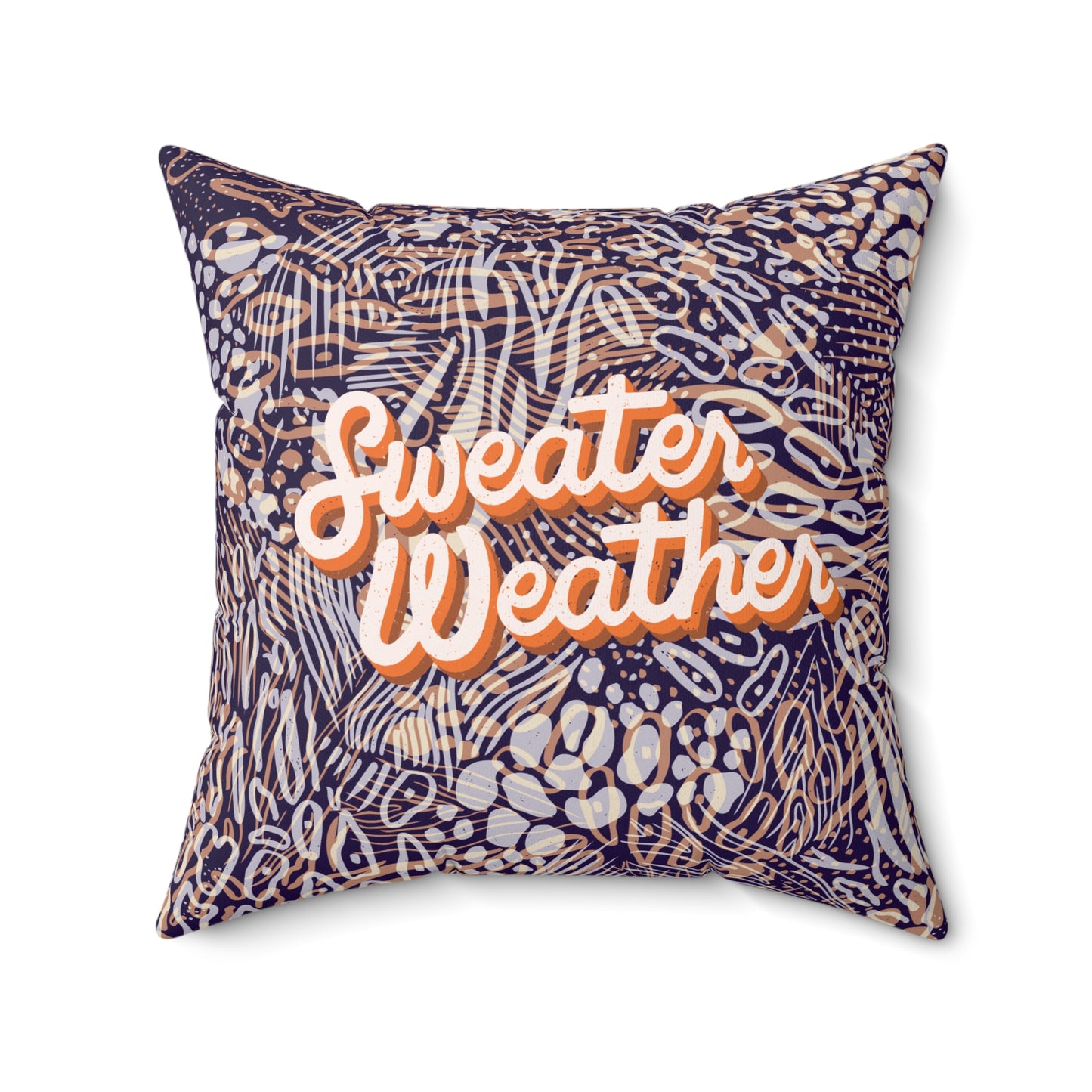 Square Pillow - Sweater Weather Animal Print Decorative Pillow