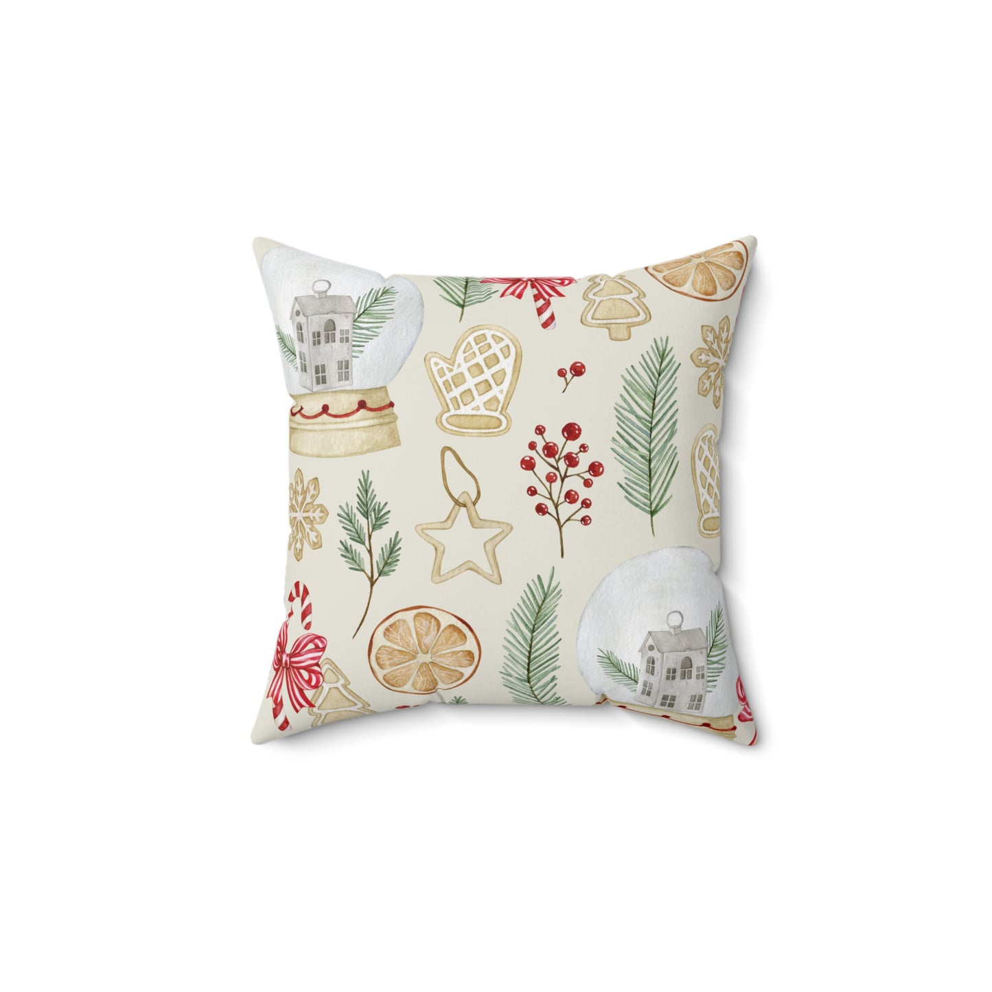 Merry & Bright Traditional Christmas-Spun Polyester Square Pillow