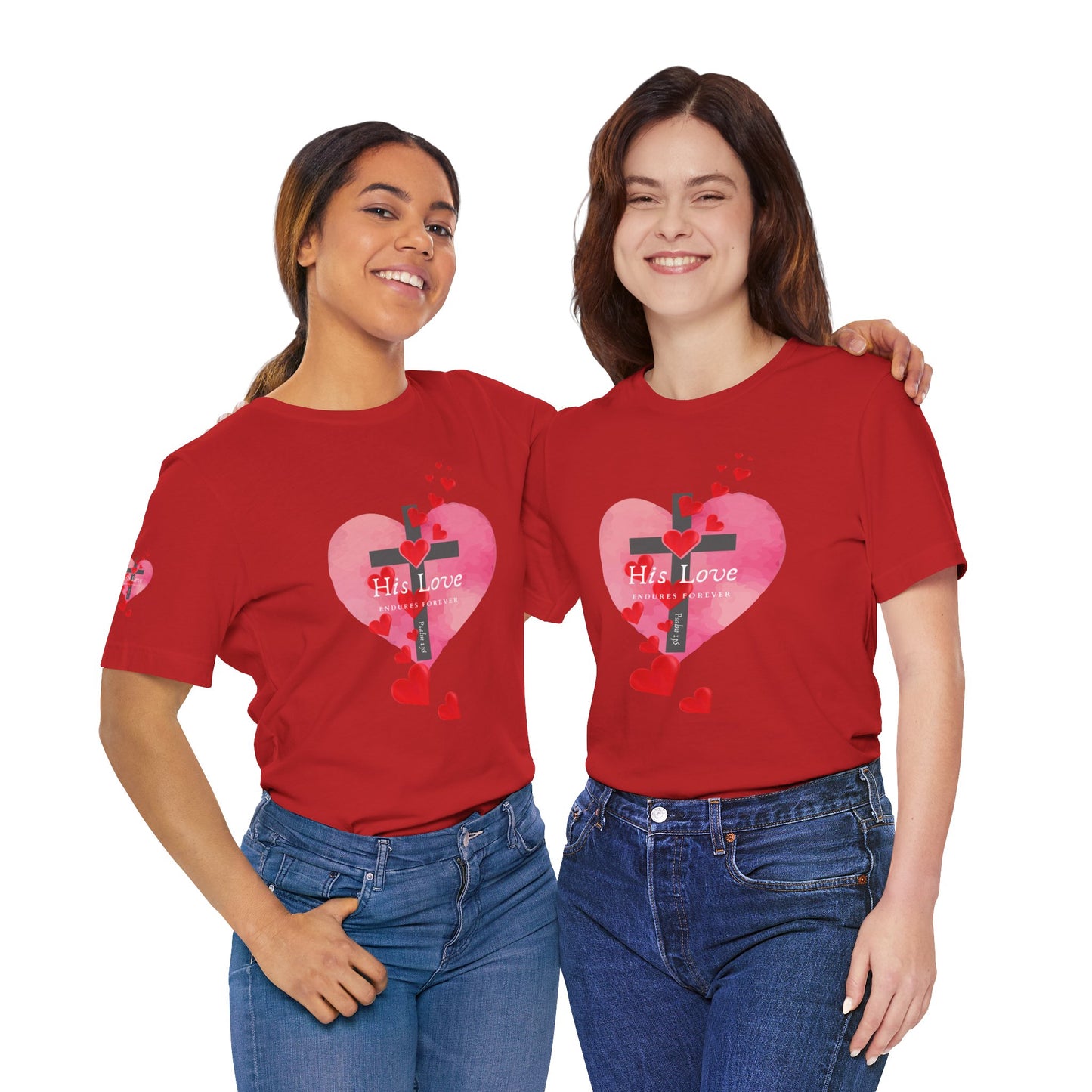 Heart Cross Women's Tee - Psalm 136 His Love Endures Forever