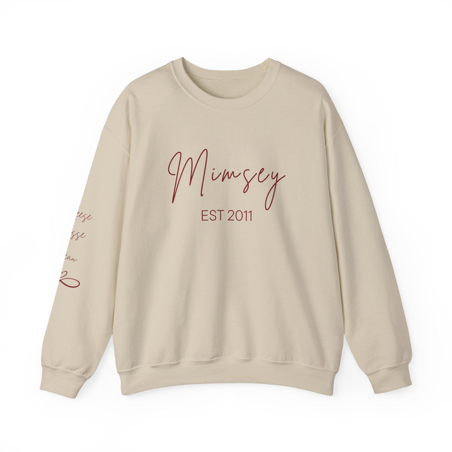 Personalized Sweatshirt - 'Mimsey" EST 2011' Script Graphic, Minimal Cozy Pullover