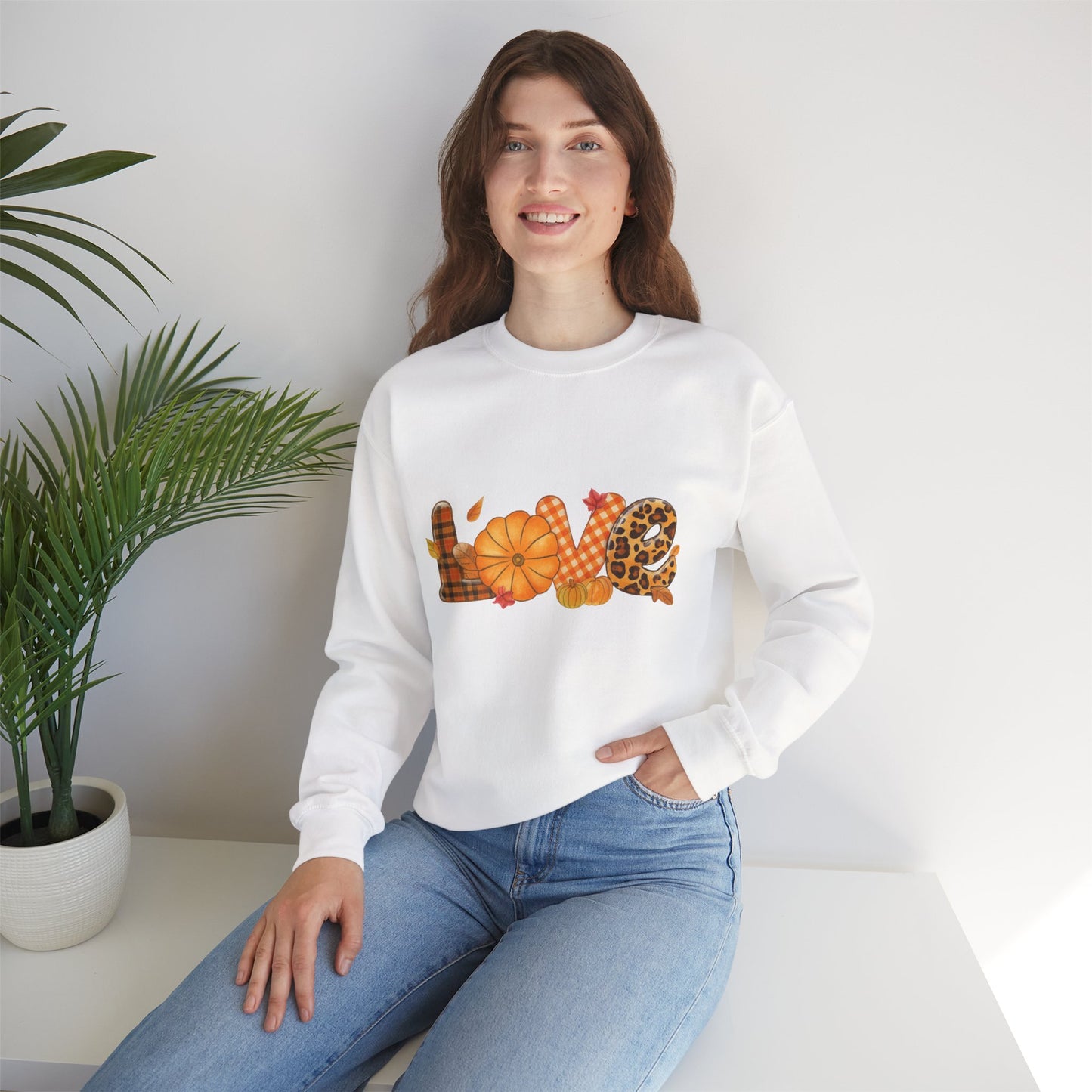 LOVE Fall Sweatshirt – Cozy Autumn Vibes, Perfect for Fall Celebrations,  Crewneck, Gift for Friends and Family, Casual Essentials