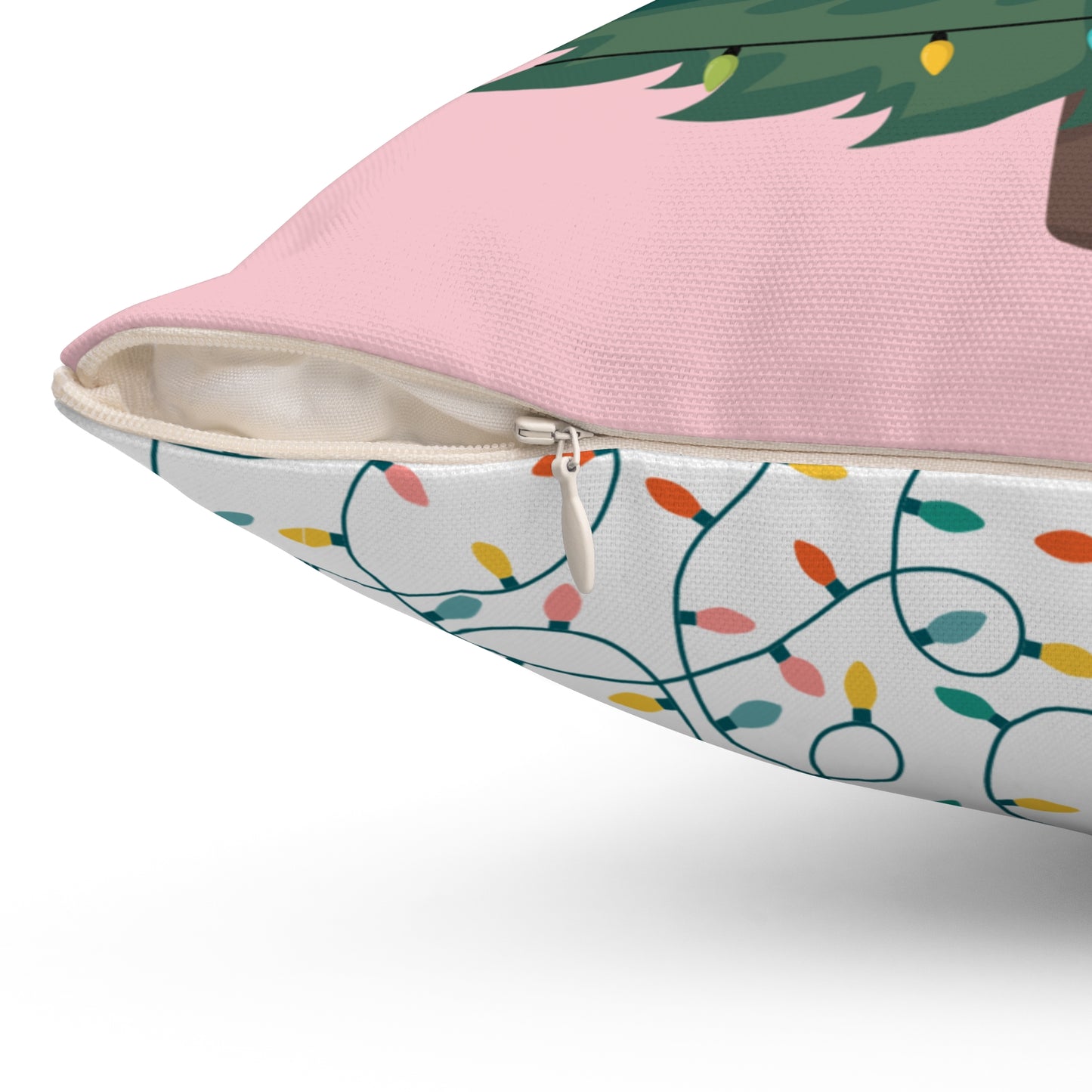 Christmas Tree  in Pink-Spun Polyester Square Pillow