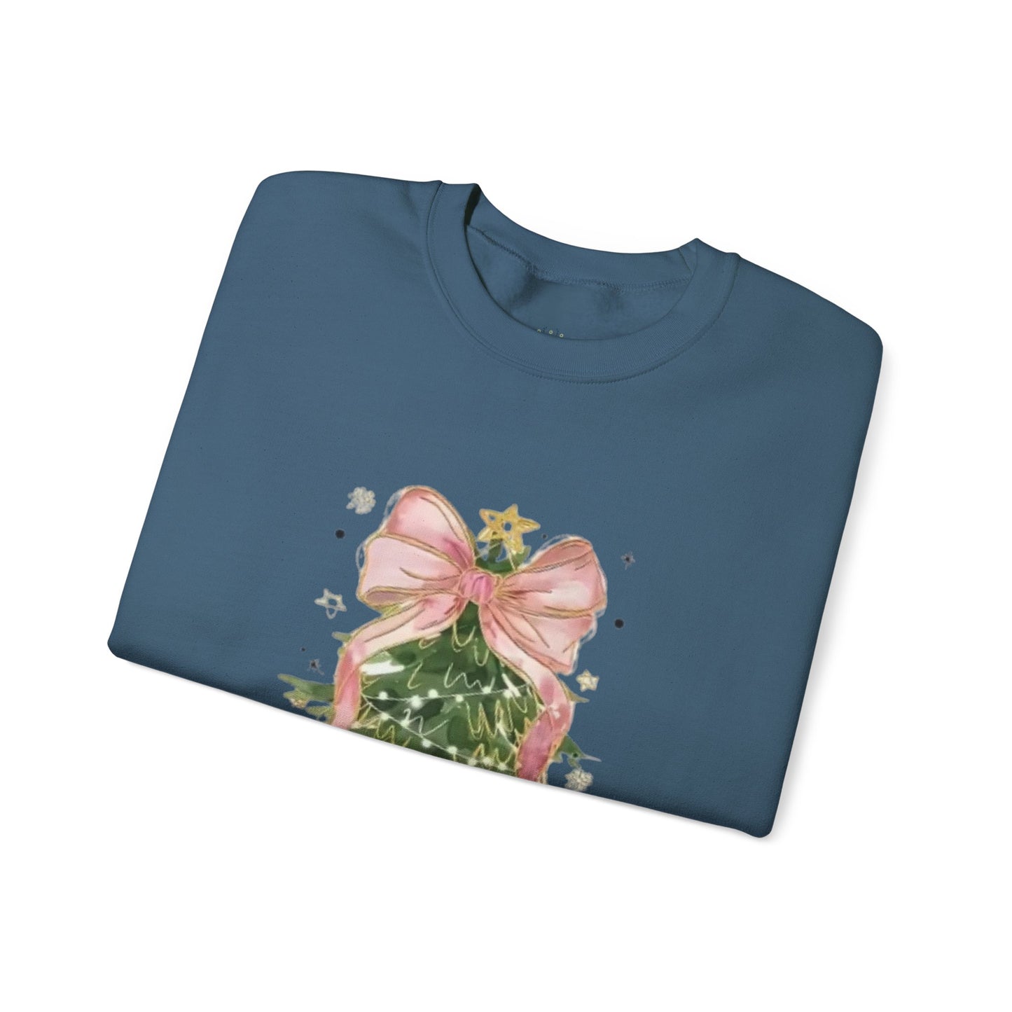 Faith-Inspired Christmas Tree Sweatshirt with Pink Bow | Christian Holiday Apparel