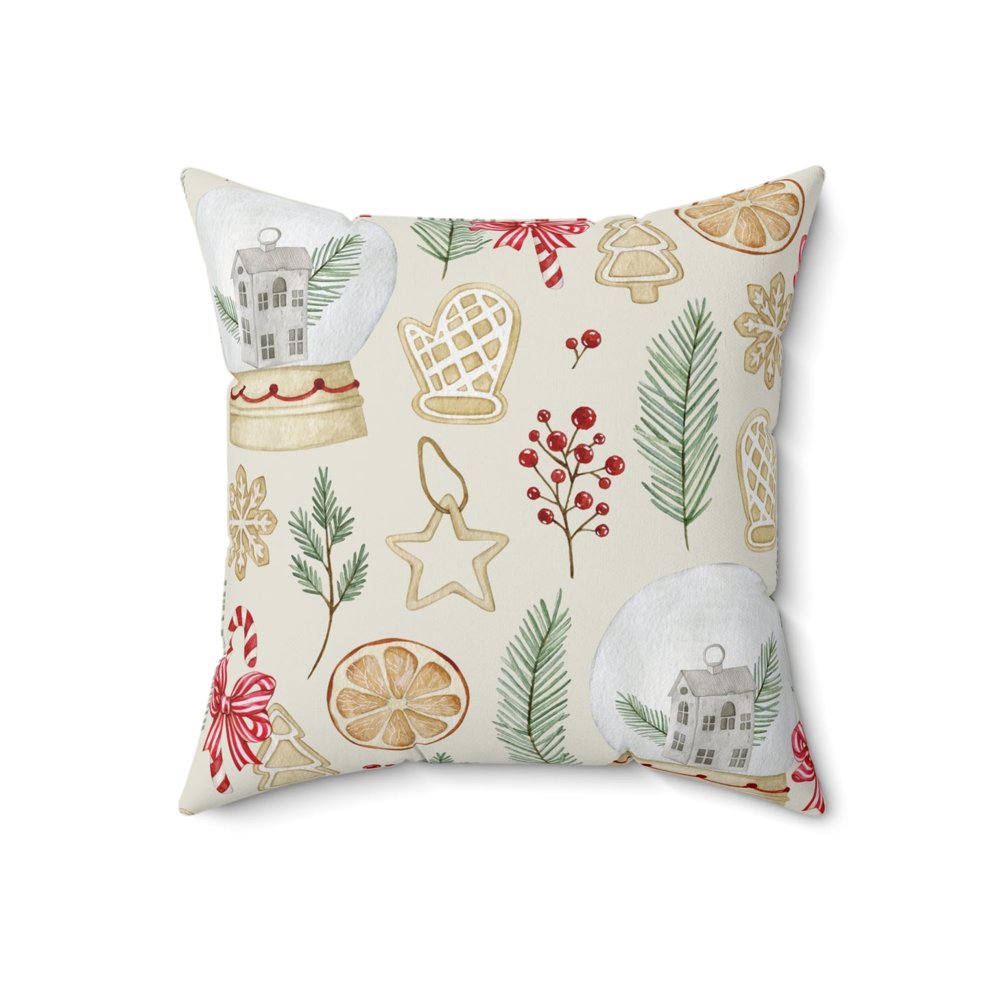 Merry & Bright Traditional Christmas-Spun Polyester Square Pillow