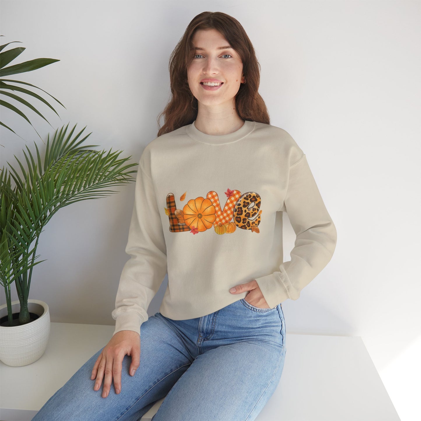 LOVE Fall Sweatshirt – Cozy Autumn Vibes, Perfect for Fall Celebrations,  Crewneck, Gift for Friends and Family, Casual Essentials