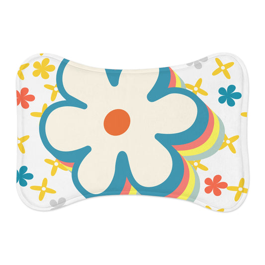 Colorful Flower Pet Feeding Mat, Dog Bowl Mat, Non-Slip Pet Placemat, Cute Puppy Feeding Station, Floral Pet Accessories