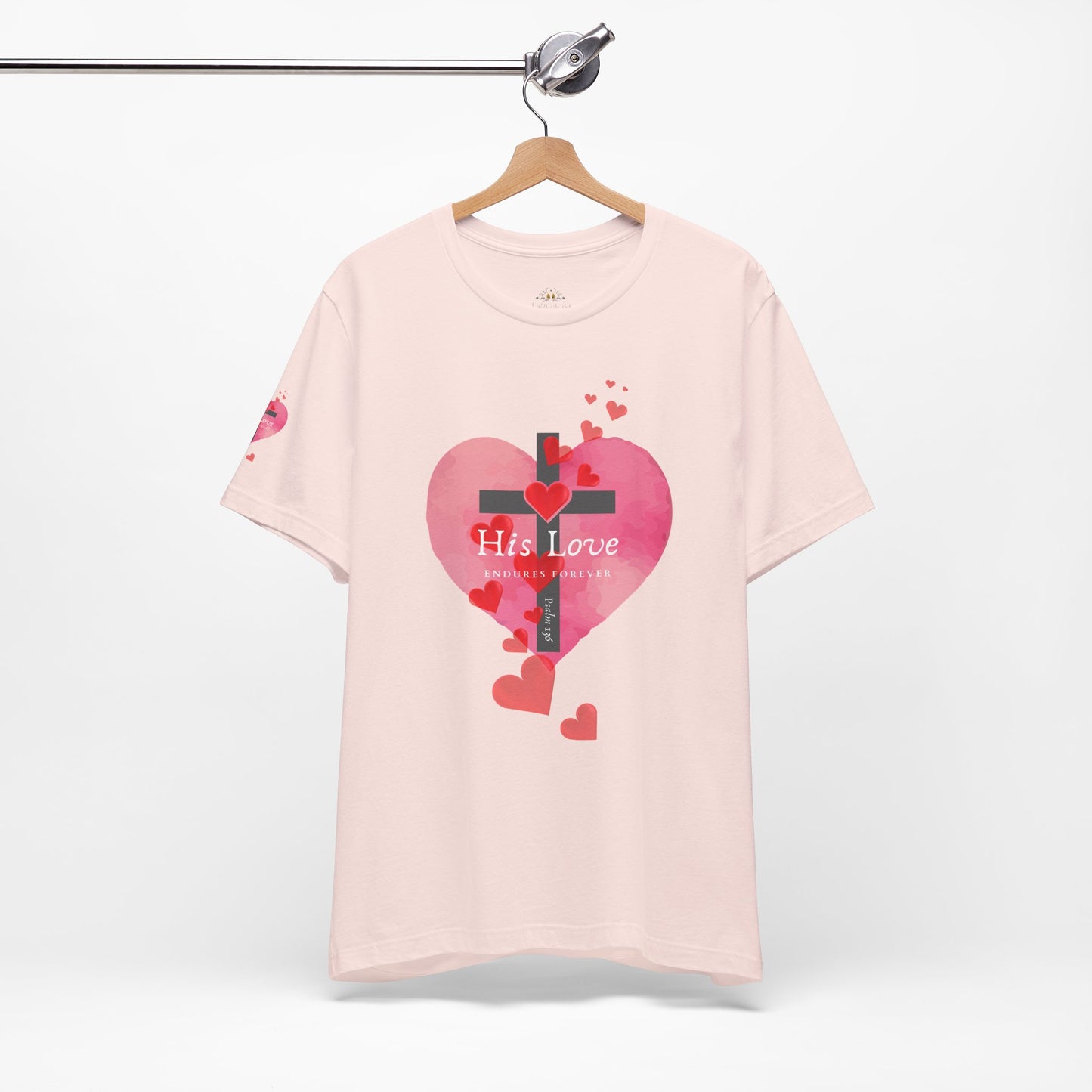 Heart Cross Women's Tee - Psalm 136 His Love Endures Forever