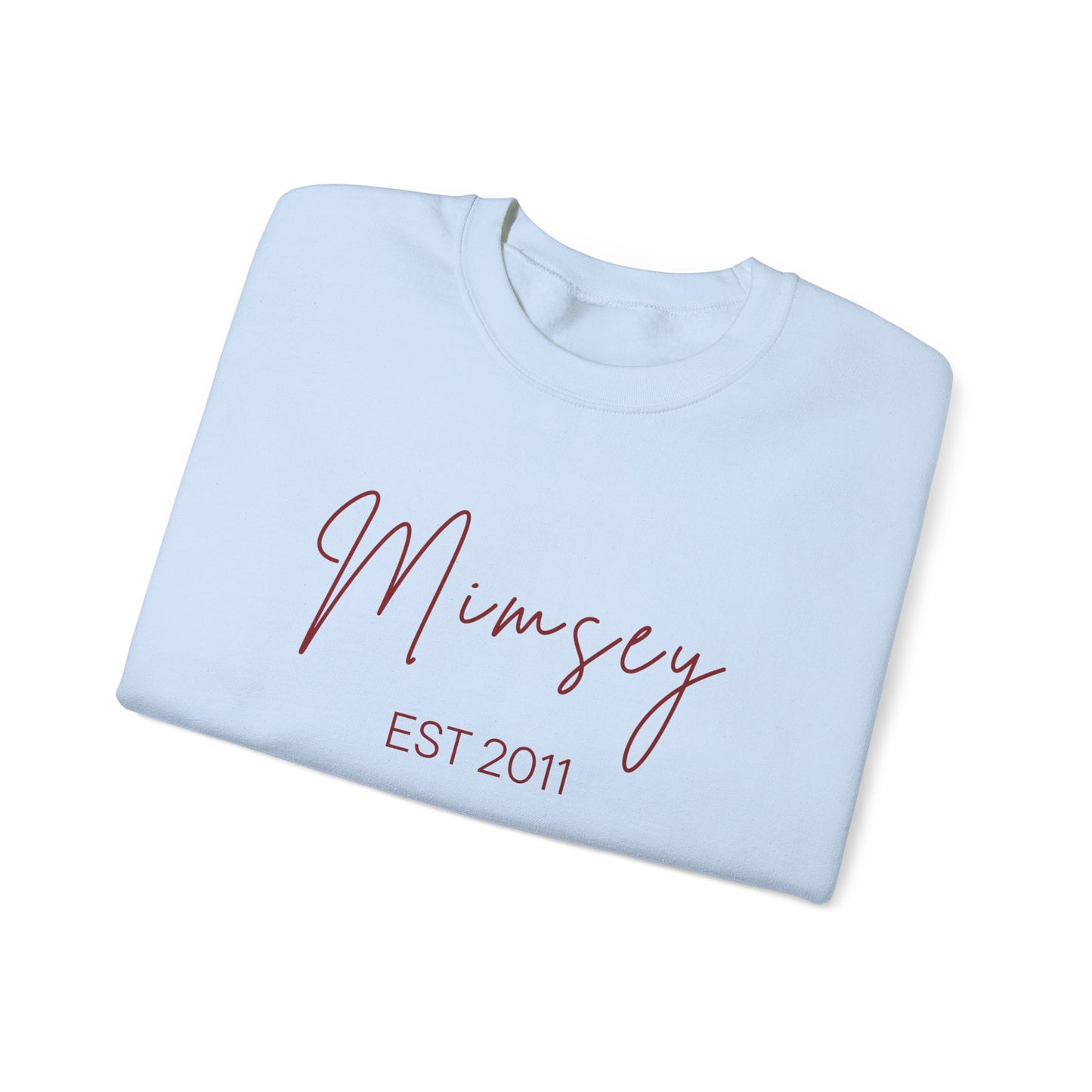 Personalized Sweatshirt - 'Mimsey" EST 2011' Script Graphic, Minimal Cozy Pullover