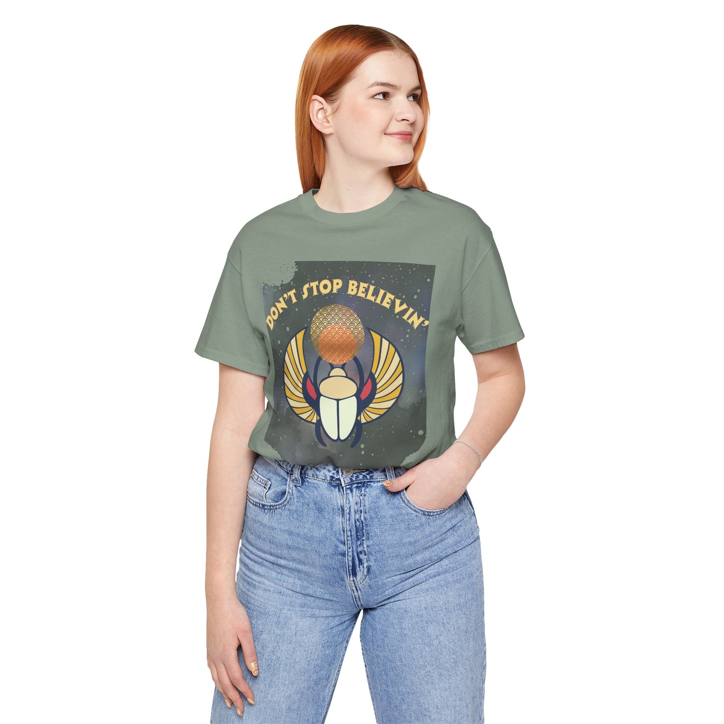 Don’t Stop Believin’ Retro Christian T-Shirt | Hebrews 11:1 Faith Tee