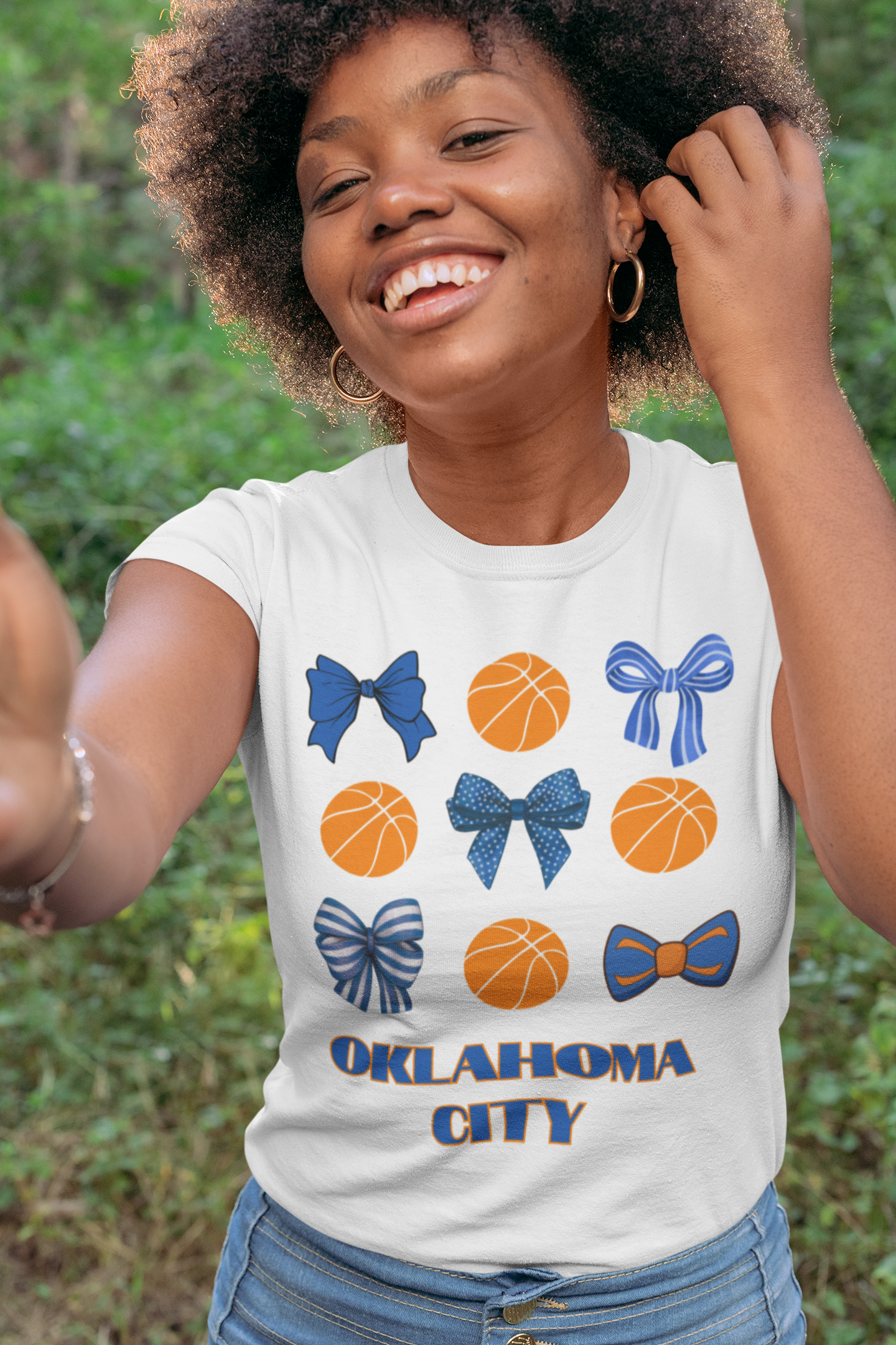 OKC Hoops & Bows Tee – Thunder Edition
