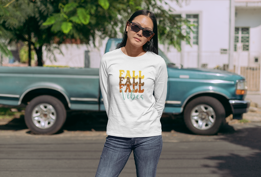 Fall Vibes Long Sleeve Tee, Unisex Casual Autumn Shirt, Cozy Fall Fashion, Seasonal Gift, Holiday Apparel