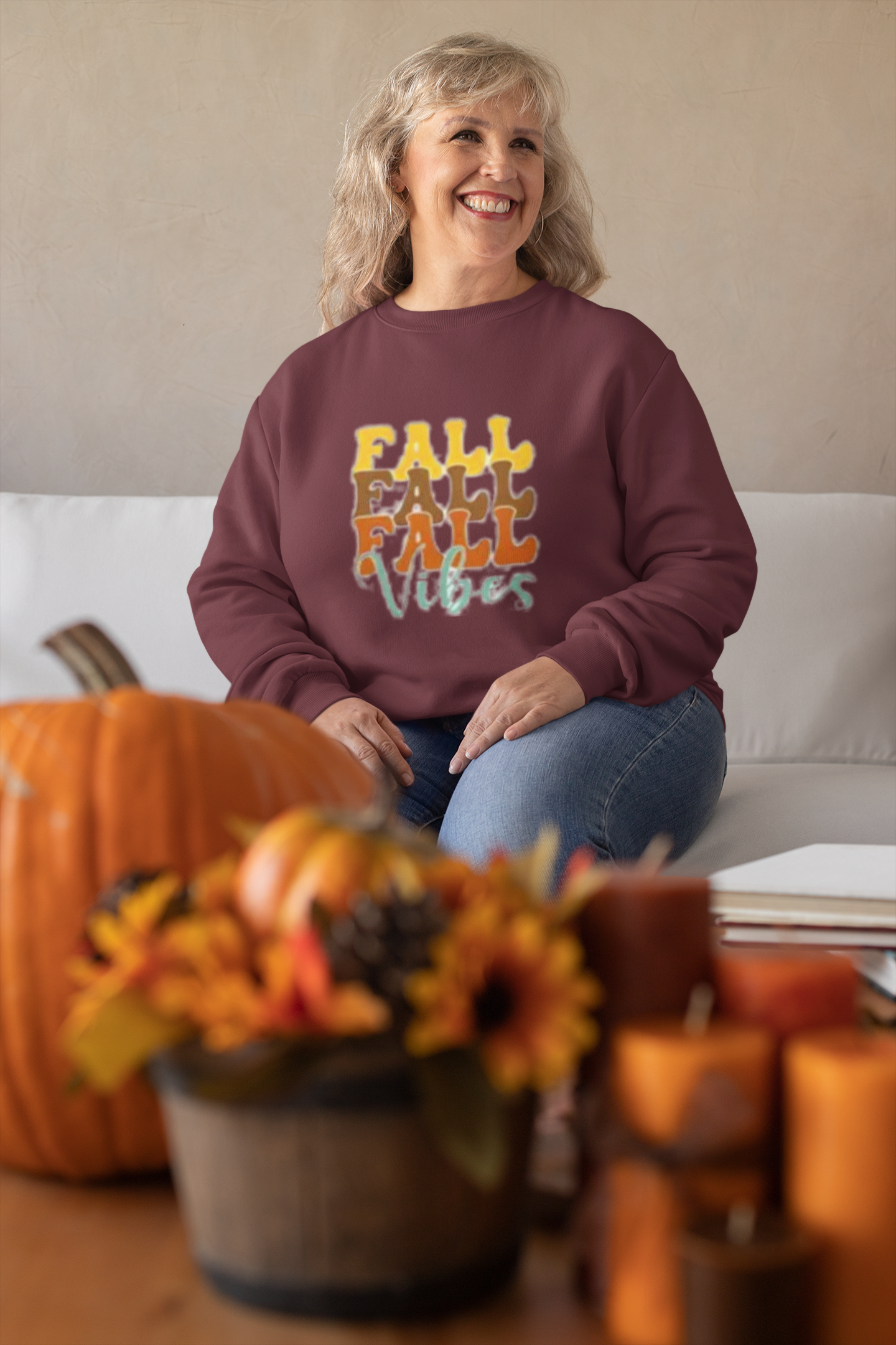Cozy Fall Vibes Crewneck Sweatshirt, Autumn Fashion, Unisex Pullover, Perfect for Layering, Thanksgiving Gift Idea