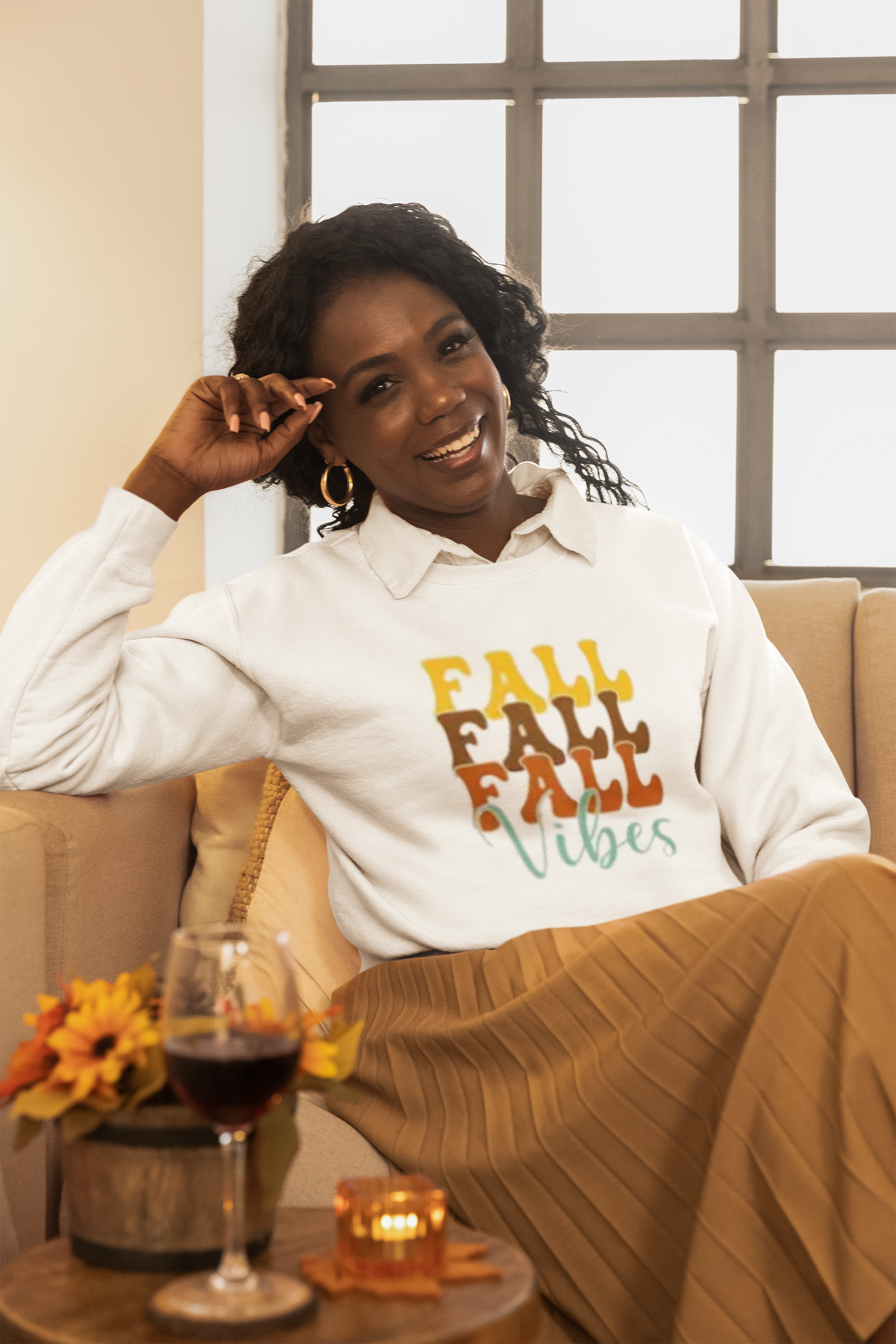 Cozy Fall Vibes Crewneck Sweatshirt, Autumn Fashion, Unisex Pullover, Perfect for Layering, Thanksgiving Gift Idea
