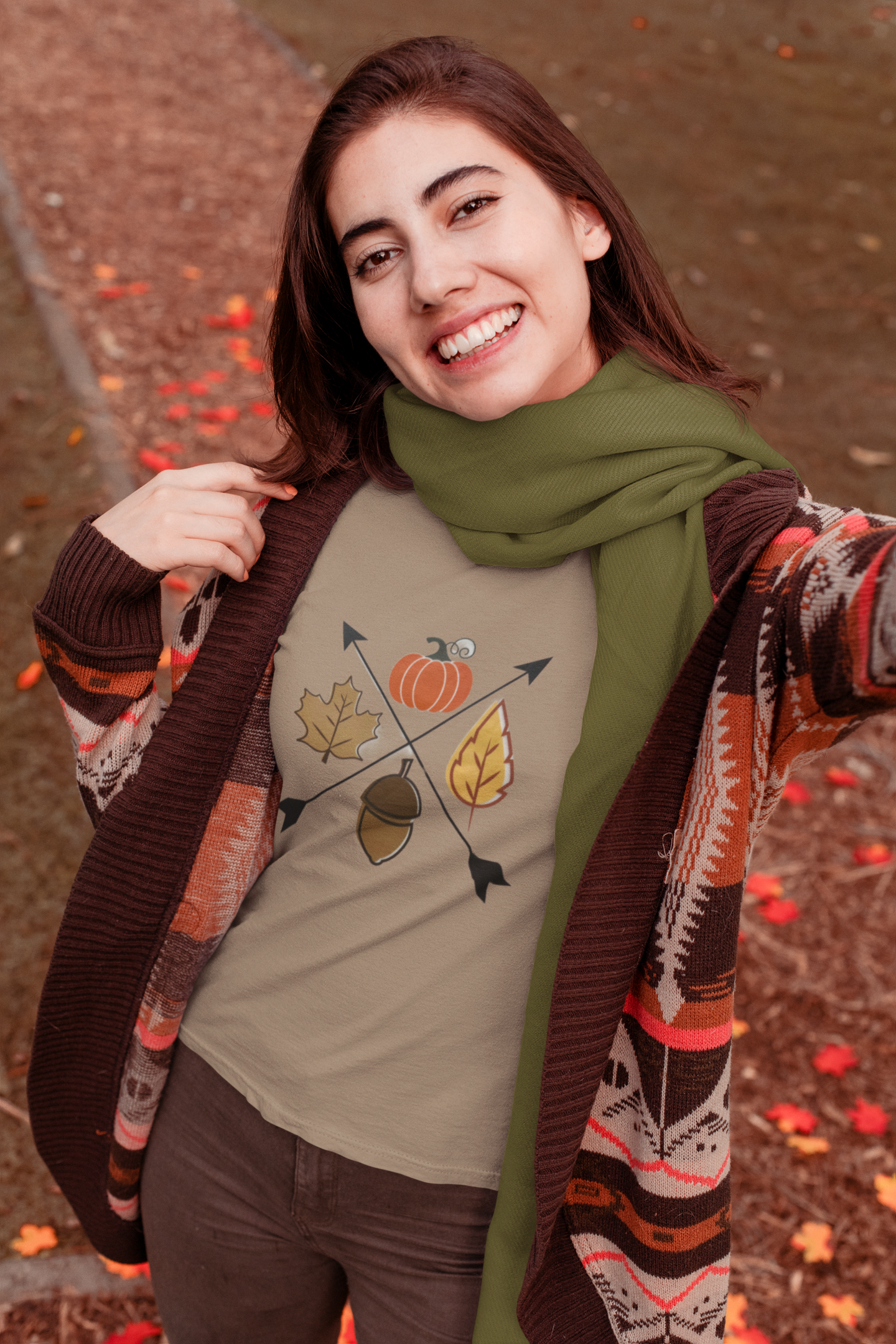 Fall Arrows Long Sleeve T-Shirt | Autumn Casual Wear, Pumpkin Tee, Nature Lover Gift, Cozy Layering Top, Harvest Celebration